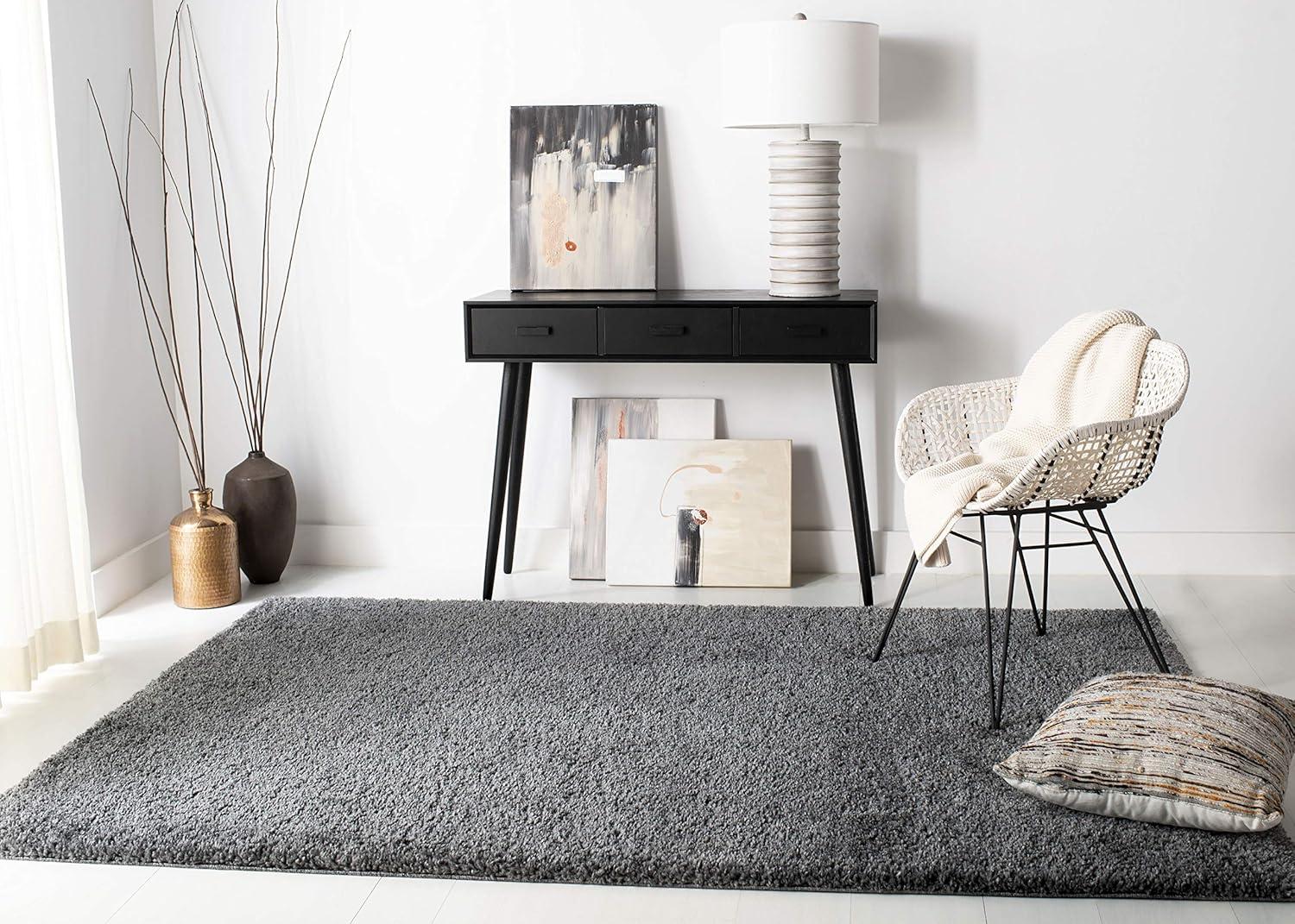 image:imageSAFAVIEH Area Rug 8x10 August Shag Collection Large White Solid Pattern NonShedding amp Easy Cleaning Plush Thick Pile Ideal for Living Room Bedroom Dining Space AUG900AGrey