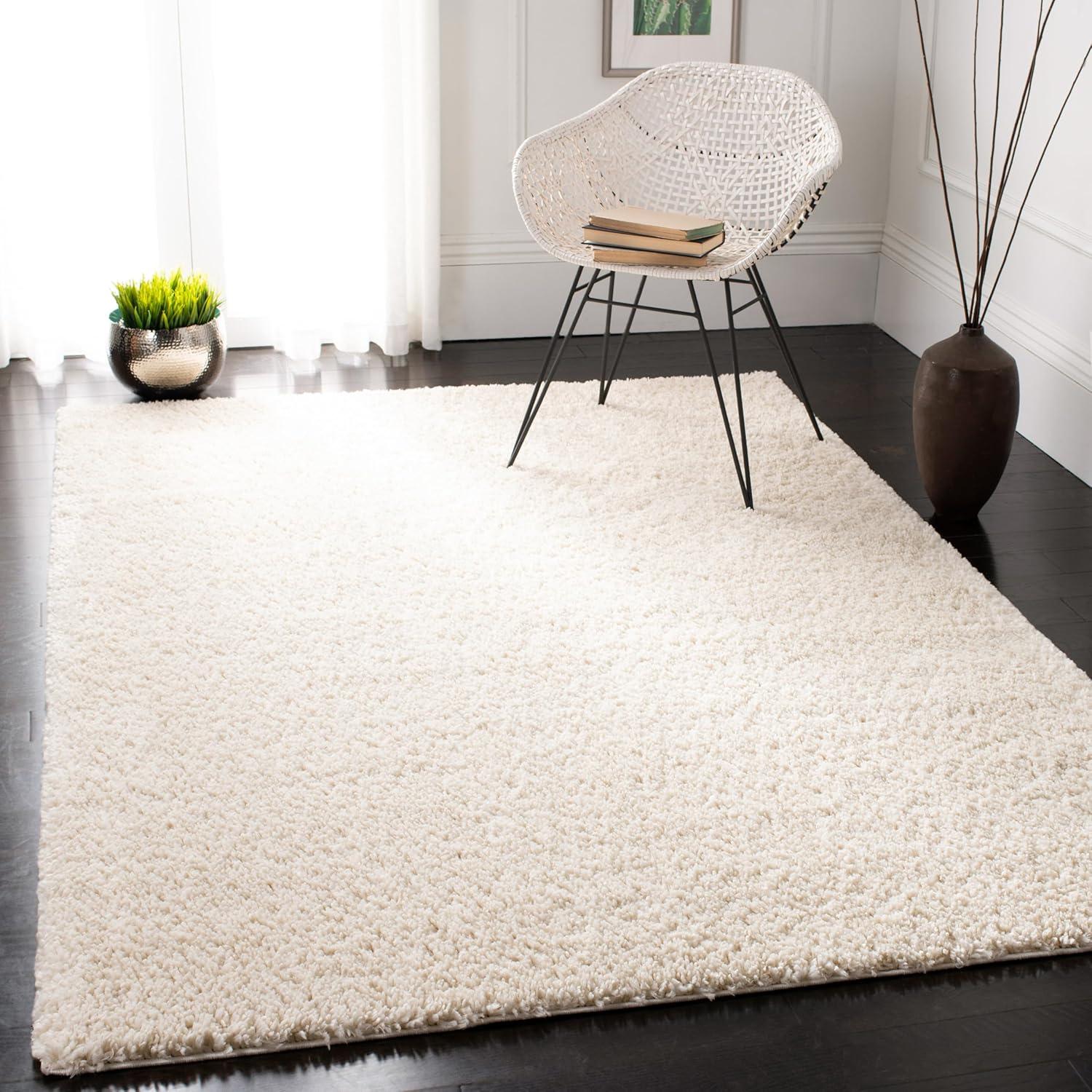 image:imageSAFAVIEH Area Rug 8x10 August Shag Collection Large White Solid Pattern NonShedding amp Easy Cleaning Plush Thick Pile Ideal for Living Room Bedroom Dining Space AUG900AIvory