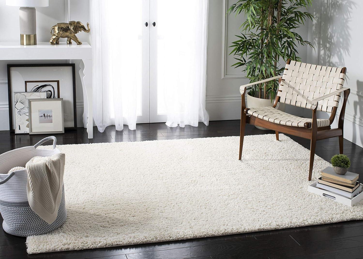 image:imageSAFAVIEH Area Rug 8x10 August Shag Collection Large White Solid Pattern NonShedding amp Easy Cleaning Plush Thick Pile Ideal for Living Room Bedroom Dining Space AUG900AIvory