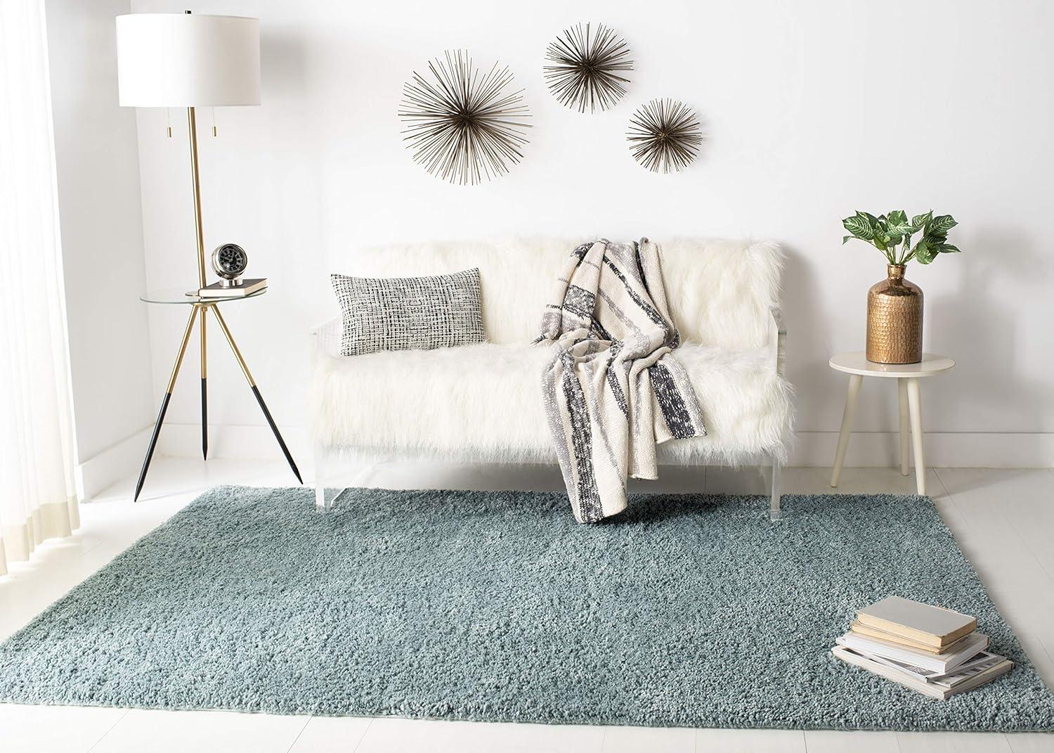 image:imageSAFAVIEH Area Rug 8x10 August Shag Collection Large White Solid Pattern NonShedding amp Easy Cleaning Plush Thick Pile Ideal for Living Room Bedroom Dining Space AUG900AAqua
