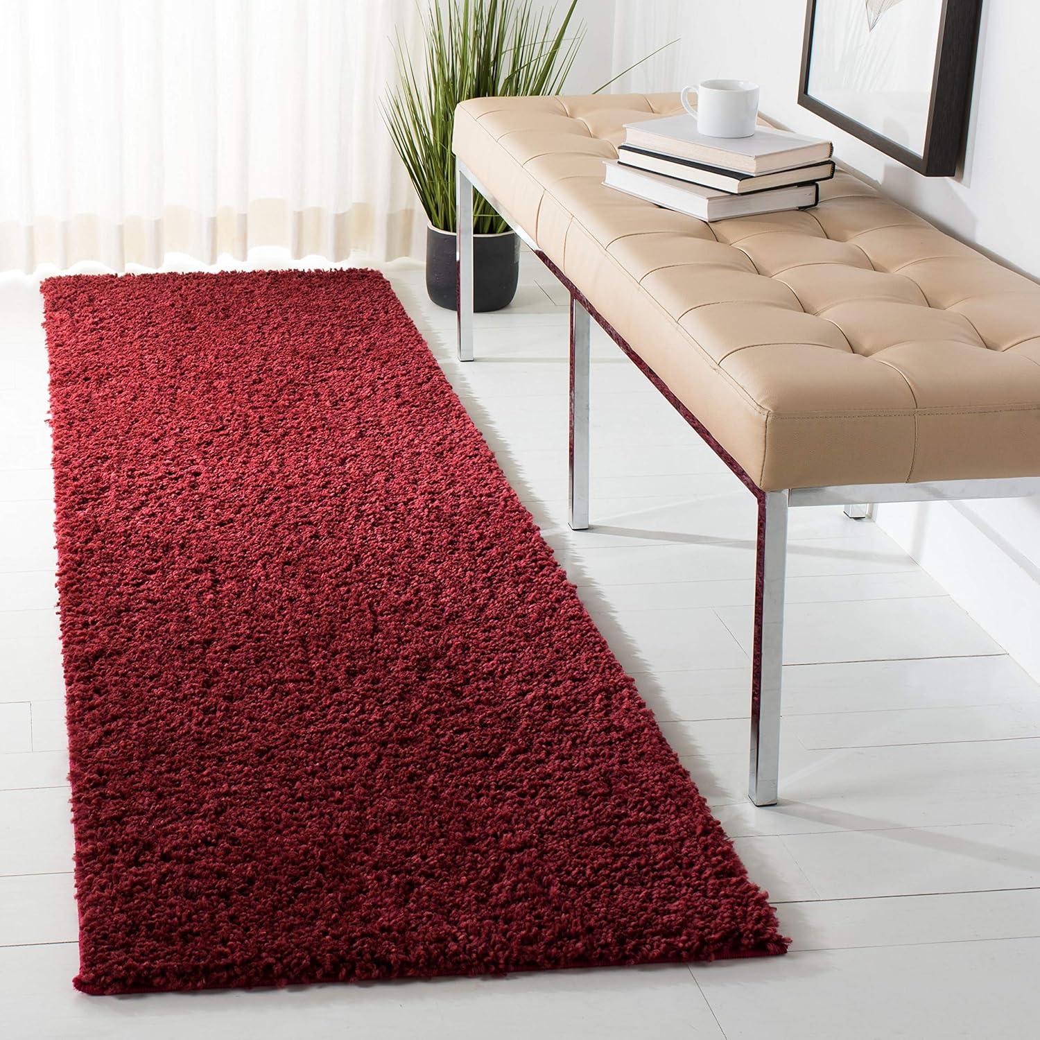 image:imageSAFAVIEH Area Rug 8x10 August Shag Collection Large White Solid Pattern NonShedding amp Easy Cleaning Plush Thick Pile Ideal for Living Room Bedroom Dining Space AUG900ABurgundy