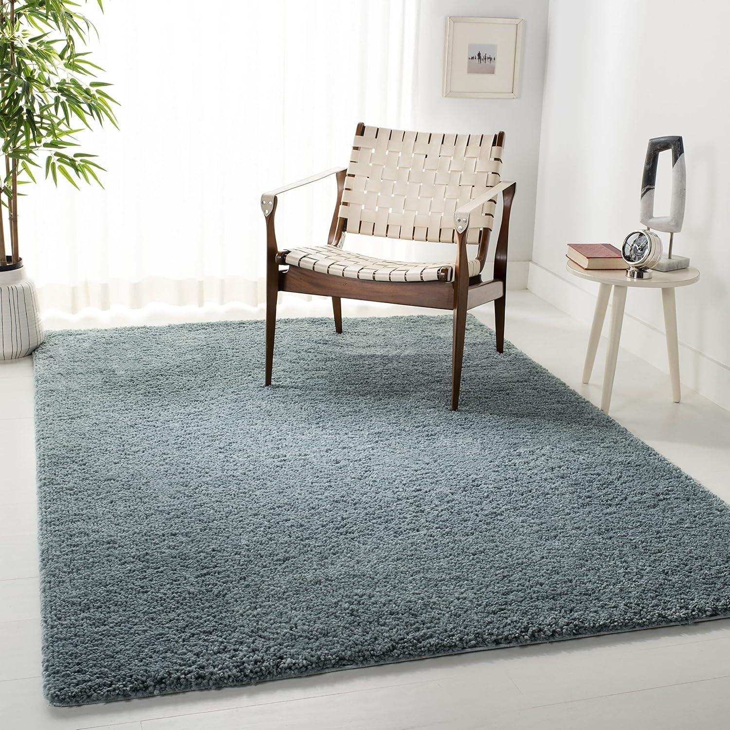 image:imageSAFAVIEH Area Rug 8x10 August Shag Collection Large White Solid Pattern NonShedding amp Easy Cleaning Plush Thick Pile Ideal for Living Room Bedroom Dining Space AUG900AAqua