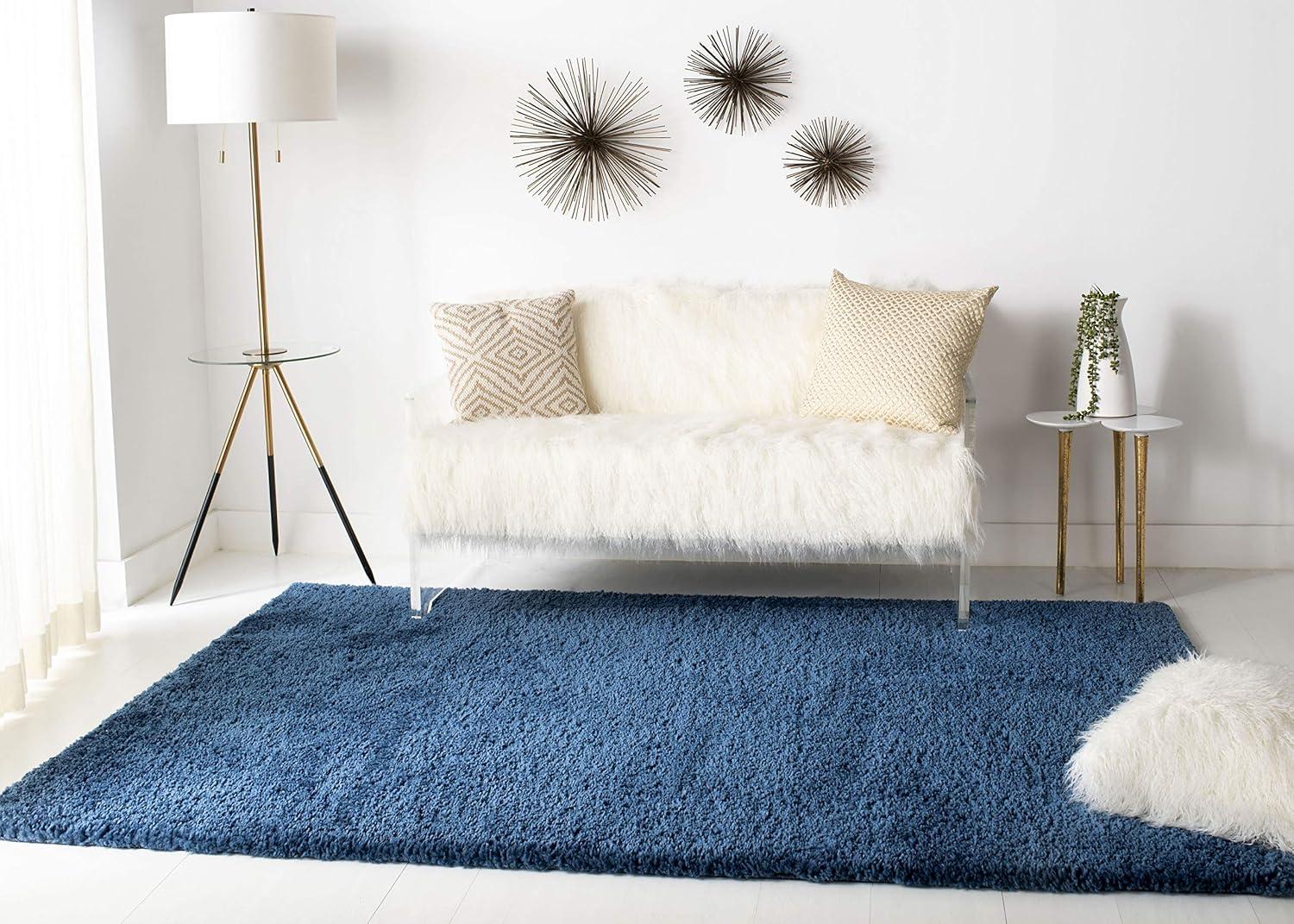 image:imageSAFAVIEH Area Rug 8x10 August Shag Collection Large White Solid Pattern NonShedding amp Easy Cleaning Plush Thick Pile Ideal for Living Room Bedroom Dining Space AUG900ANavy