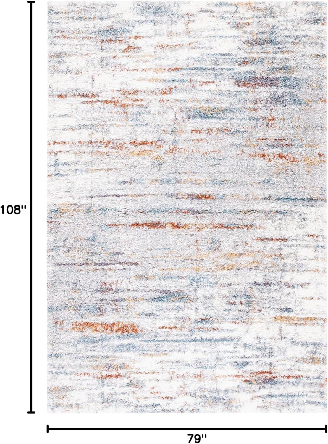 image:imageSAFAVIEH Area Rug 8x10 Berber Shag Collection Large Blue Rust amp Ivory Modern Design NonShedding amp Easy Cleaning Plush Thick Pile Ideal for Living Room Bedroom Dining Space BER577ABlue RustIvory