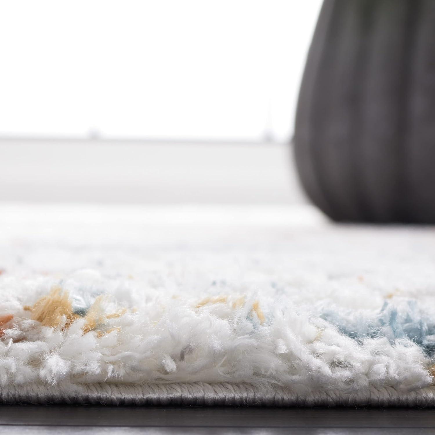image:imageSAFAVIEH Area Rug 8x10 Berber Shag Collection Large Blue Rust amp Ivory Modern Design NonShedding amp Easy Cleaning Plush Thick Pile Ideal for Living Room Bedroom Dining Space BER577ABlue RustIvory