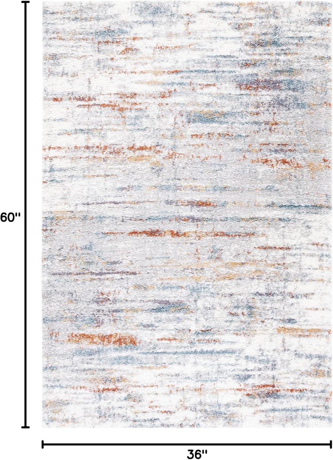 image:imageSAFAVIEH Area Rug 8x10 Berber Shag Collection Large Blue Rust amp Ivory Modern Design NonShedding amp Easy Cleaning Plush Thick Pile Ideal for Living Room Bedroom Dining Space BER577ABlue RustIvory