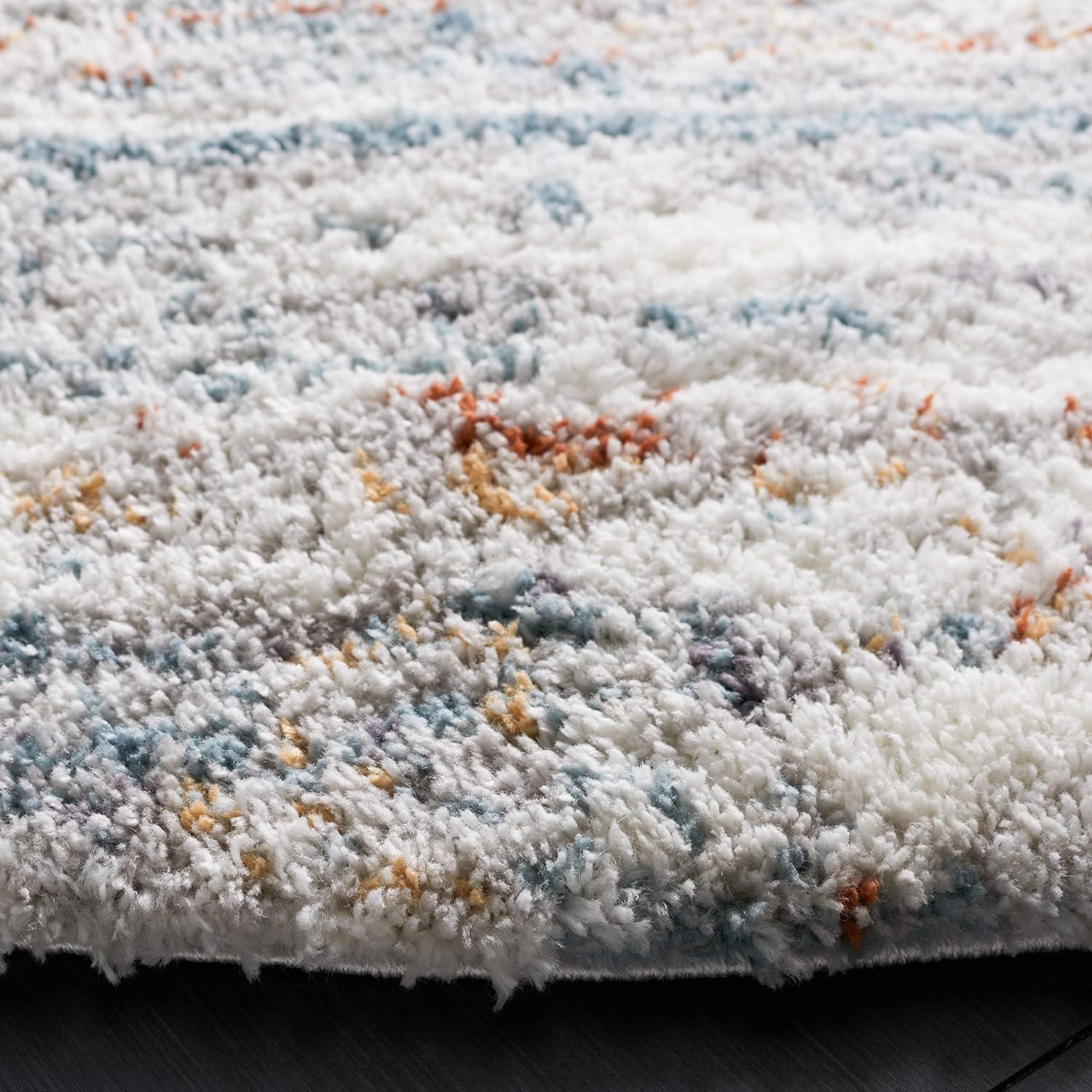 image:imageSAFAVIEH Area Rug 8x10 Berber Shag Collection Large Blue Rust amp Ivory Modern Design NonShedding amp Easy Cleaning Plush Thick Pile Ideal for Living Room Bedroom Dining Space BER577ABlue RustIvory