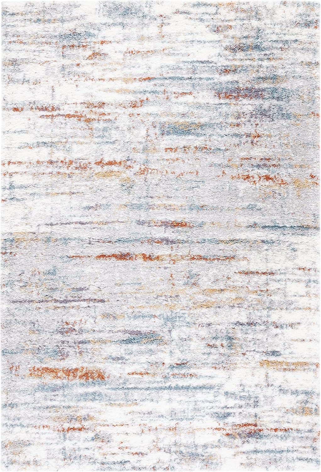 image:imageSAFAVIEH Area Rug 8x10 Berber Shag Collection Large Blue Rust amp Ivory Modern Design NonShedding amp Easy Cleaning Plush Thick Pile Ideal for Living Room Bedroom Dining Space BER577ABlue RustIvory