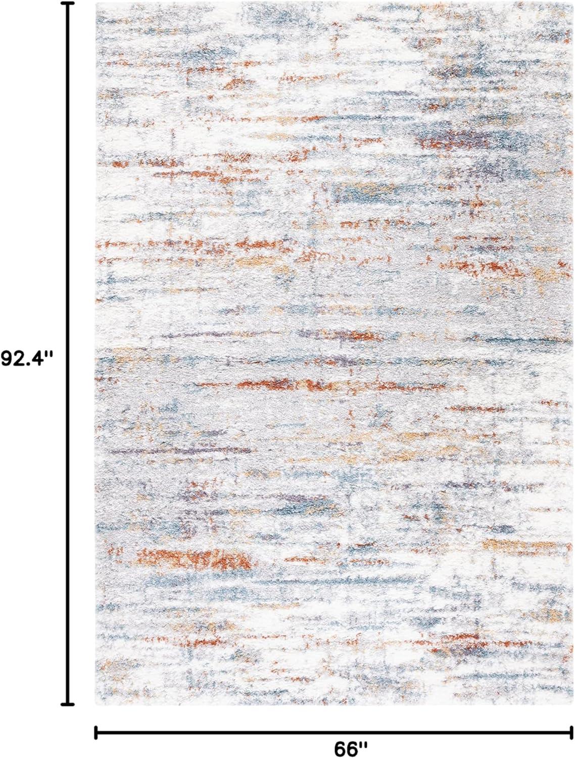 image:imageSAFAVIEH Area Rug 8x10 Berber Shag Collection Large Blue Rust amp Ivory Modern Design NonShedding amp Easy Cleaning Plush Thick Pile Ideal for Living Room Bedroom Dining Space BER577ABlue RustIvory