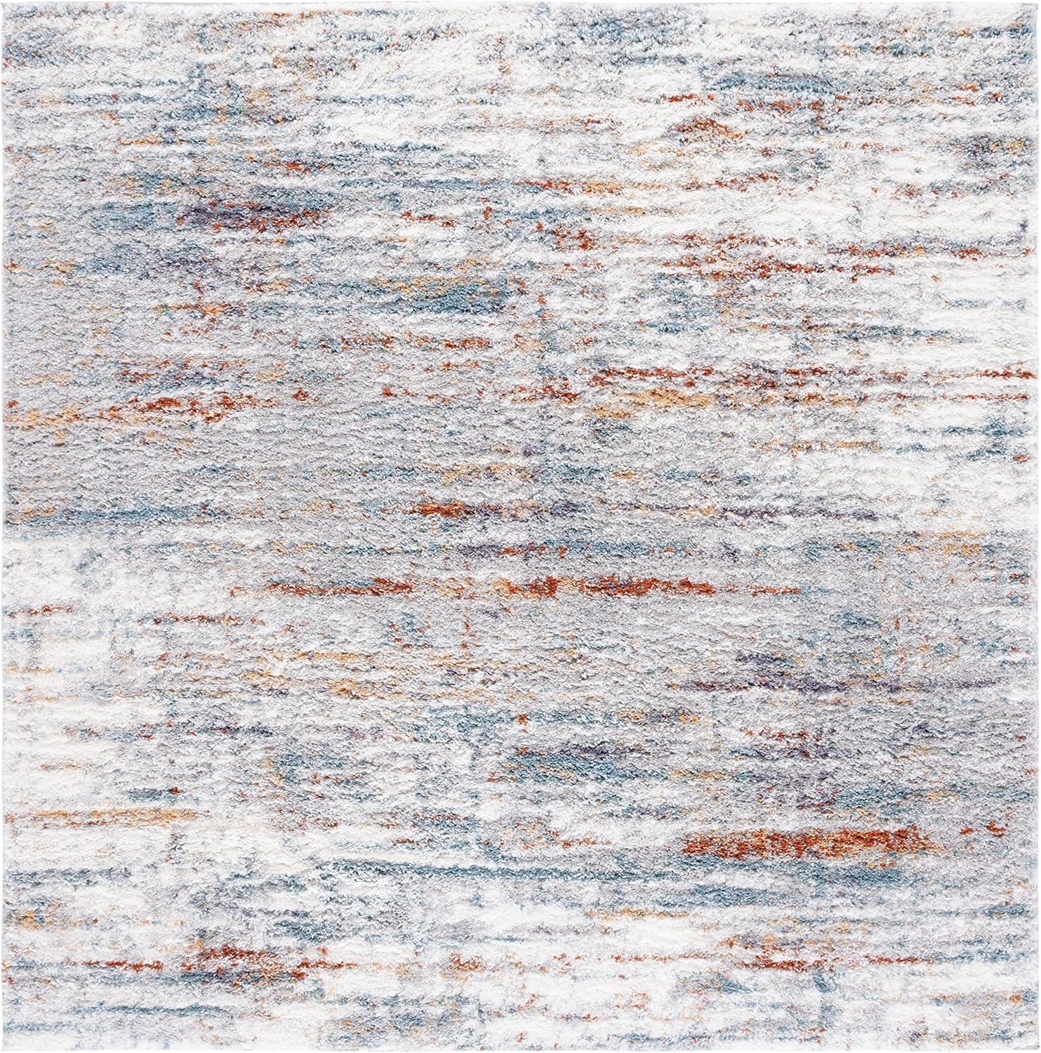 image:imageSAFAVIEH Area Rug 8x10 Berber Shag Collection Large Blue Rust amp Ivory Modern Design NonShedding amp Easy Cleaning Plush Thick Pile Ideal for Living Room Bedroom Dining Space BER577ABlue RustIvory