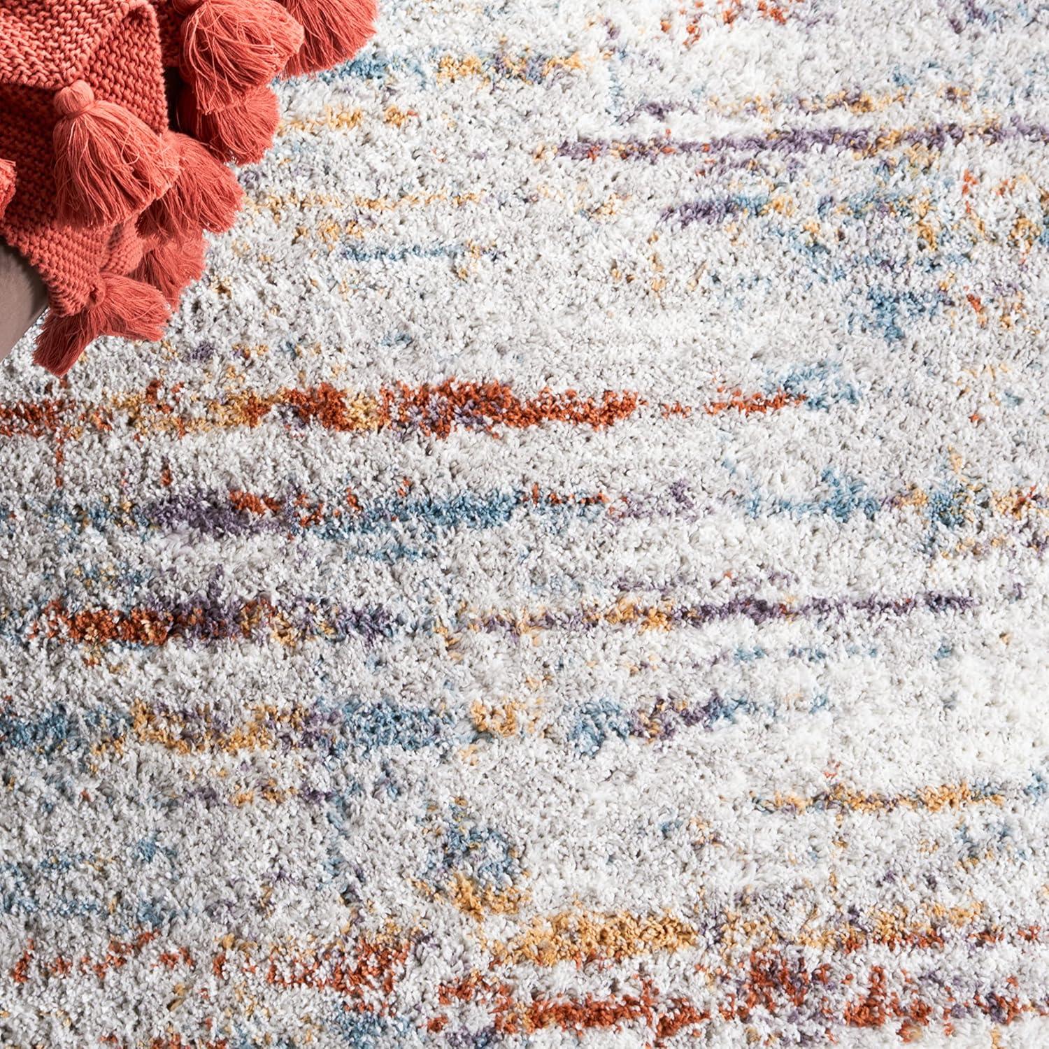 image:imageSAFAVIEH Area Rug 8x10 Berber Shag Collection Large Blue Rust amp Ivory Modern Design NonShedding amp Easy Cleaning Plush Thick Pile Ideal for Living Room Bedroom Dining Space BER577ABlue RustIvory