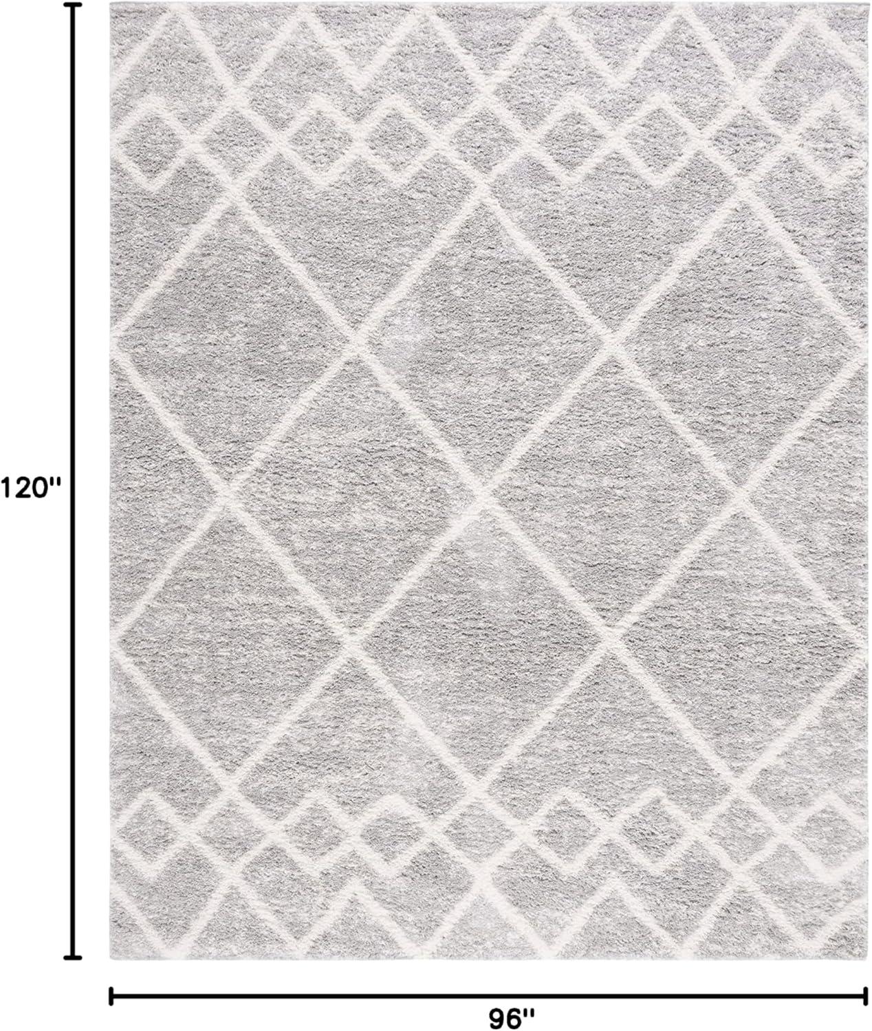 image:imageSAFAVIEH Area Rug 8x10 Berber Shag Collection Large Ivory amp Grey Moroccan Design NonShedding amp Easy Cleaning Plush Thick Pile Ideal for Living Room Bedroom Dining Space BER574GIvoryGrey