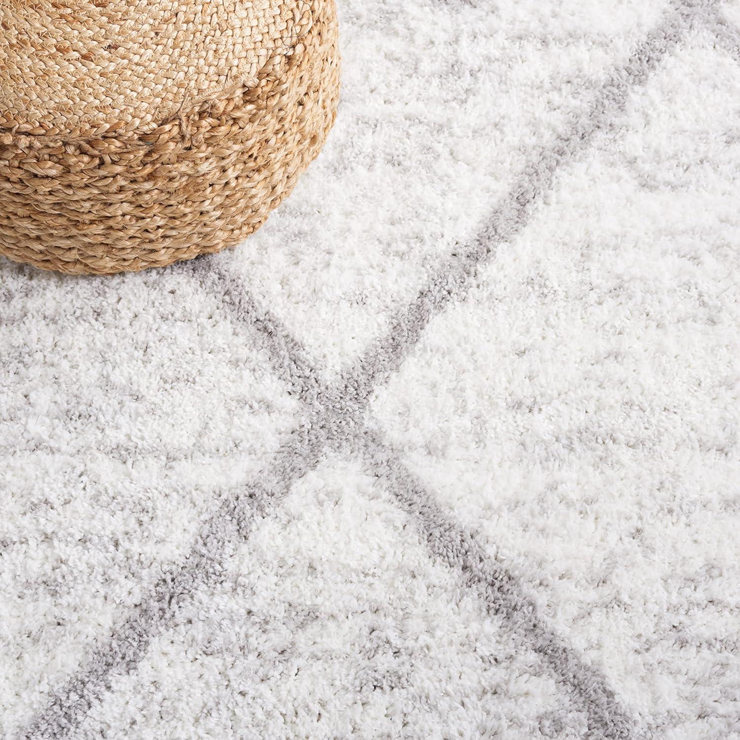 image:imageSAFAVIEH Area Rug 8x10 Berber Shag Collection Large Ivory amp Grey Moroccan Design NonShedding amp Easy Cleaning Plush Thick Pile Ideal for Living Room Bedroom Dining Space BER574GGreyIvory