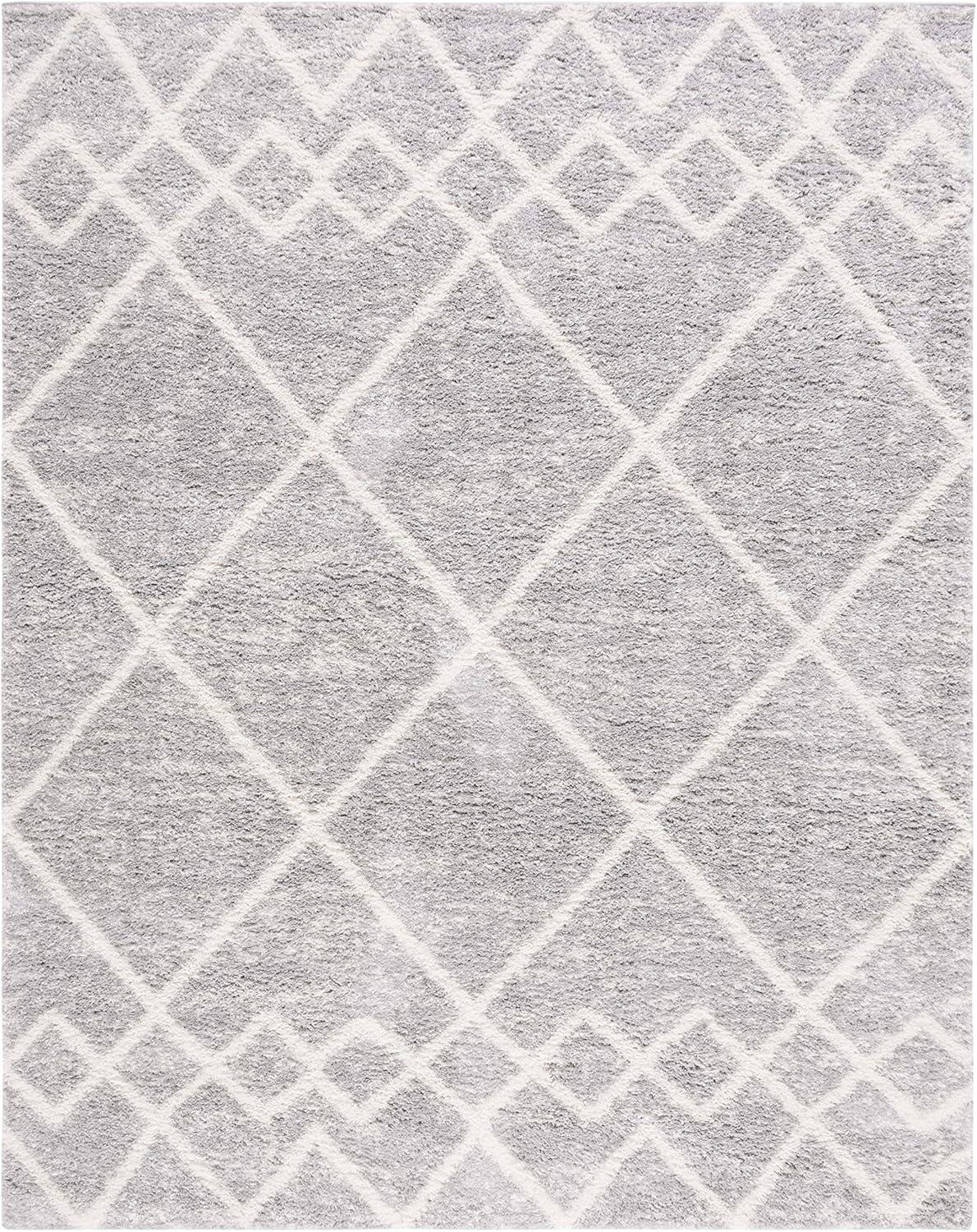 image:imageSAFAVIEH Area Rug 8x10 Berber Shag Collection Large Ivory amp Grey Moroccan Design NonShedding amp Easy Cleaning Plush Thick Pile Ideal for Living Room Bedroom Dining Space BER574GIvoryGrey