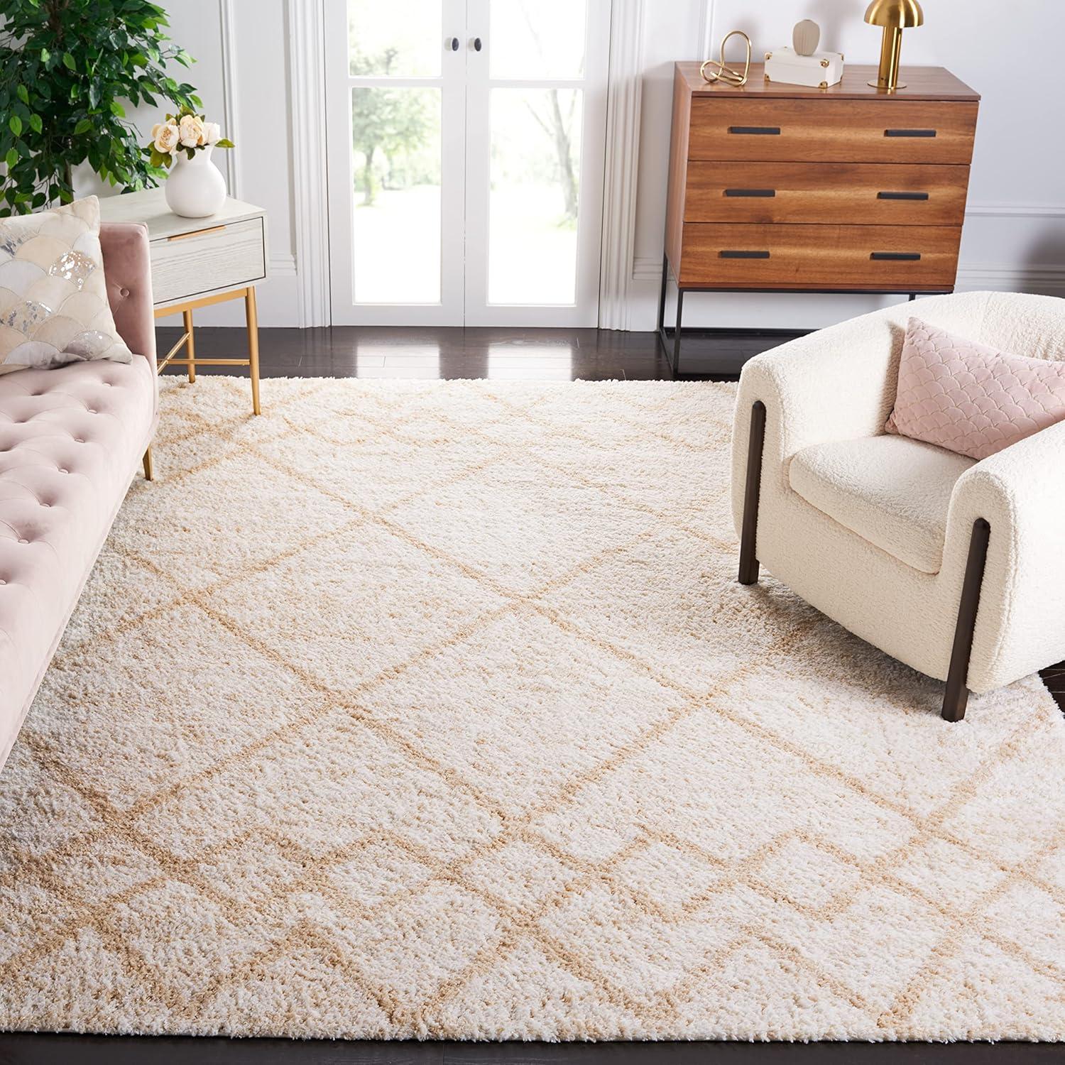 image:imageSAFAVIEH Area Rug 8x10 Berber Shag Collection Large Ivory amp Grey Moroccan Design NonShedding amp Easy Cleaning Plush Thick Pile Ideal for Living Room Bedroom Dining Space BER574GIvoryBeige