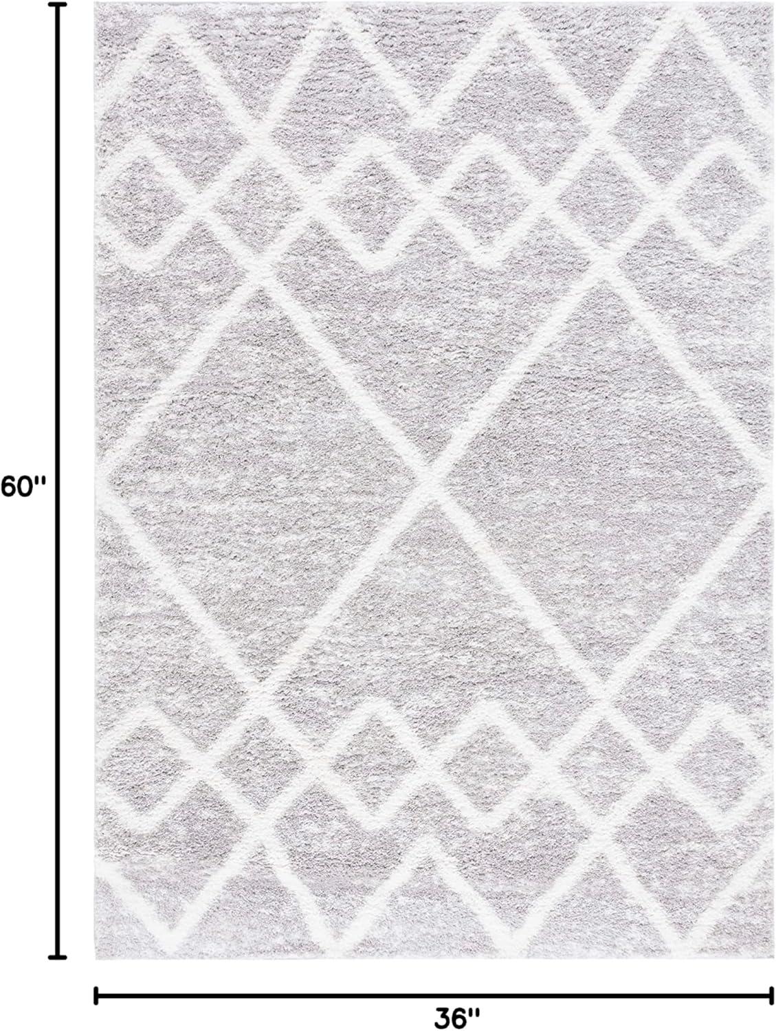 image:imageSAFAVIEH Area Rug 8x10 Berber Shag Collection Large Ivory amp Grey Moroccan Design NonShedding amp Easy Cleaning Plush Thick Pile Ideal for Living Room Bedroom Dining Space BER574GIvoryGrey