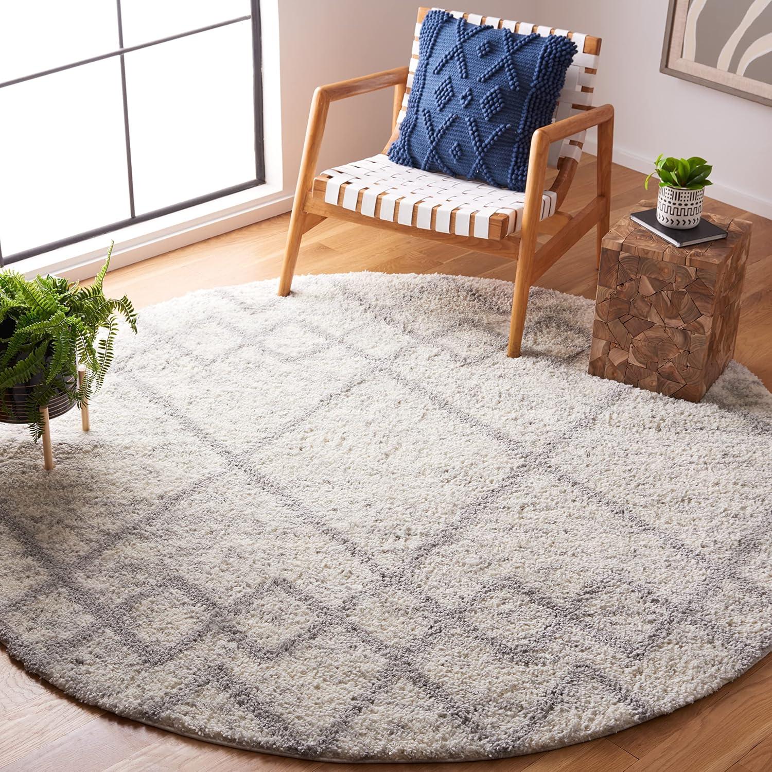 image:imageSAFAVIEH Area Rug 8x10 Berber Shag Collection Large Ivory amp Grey Moroccan Design NonShedding amp Easy Cleaning Plush Thick Pile Ideal for Living Room Bedroom Dining Space BER574GGreyIvory