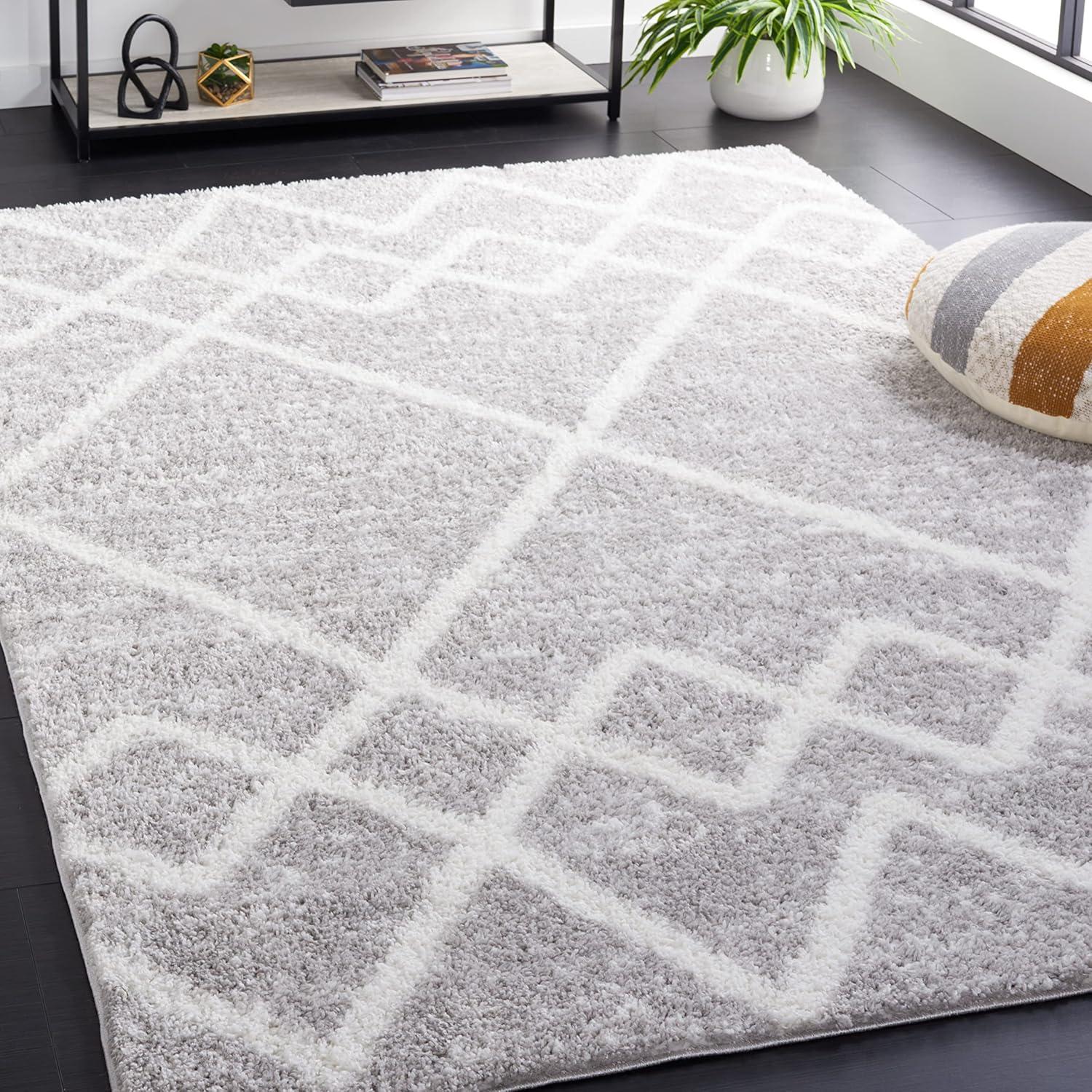 image:imageSAFAVIEH Area Rug 8x10 Berber Shag Collection Large Ivory amp Grey Moroccan Design NonShedding amp Easy Cleaning Plush Thick Pile Ideal for Living Room Bedroom Dining Space BER574GIvoryGrey