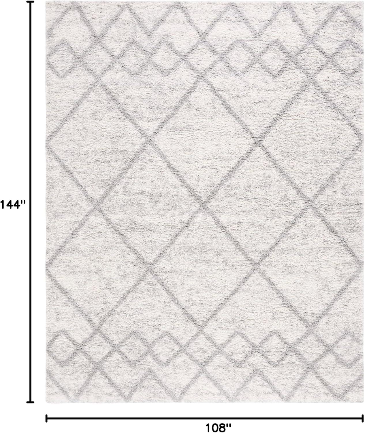 image:imageSAFAVIEH Area Rug 8x10 Berber Shag Collection Large Ivory amp Grey Moroccan Design NonShedding amp Easy Cleaning Plush Thick Pile Ideal for Living Room Bedroom Dining Space BER574GGreyIvory