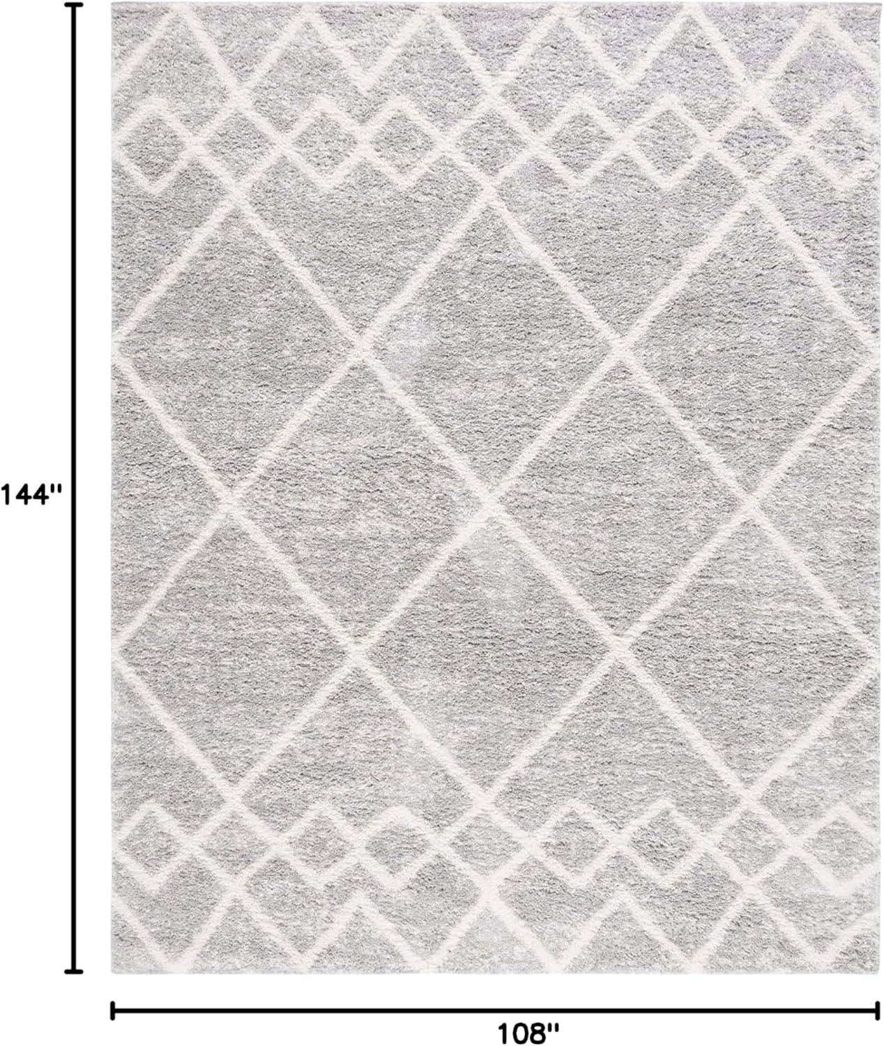image:imageSAFAVIEH Area Rug 8x10 Berber Shag Collection Large Ivory amp Grey Moroccan Design NonShedding amp Easy Cleaning Plush Thick Pile Ideal for Living Room Bedroom Dining Space BER574GIvoryGrey