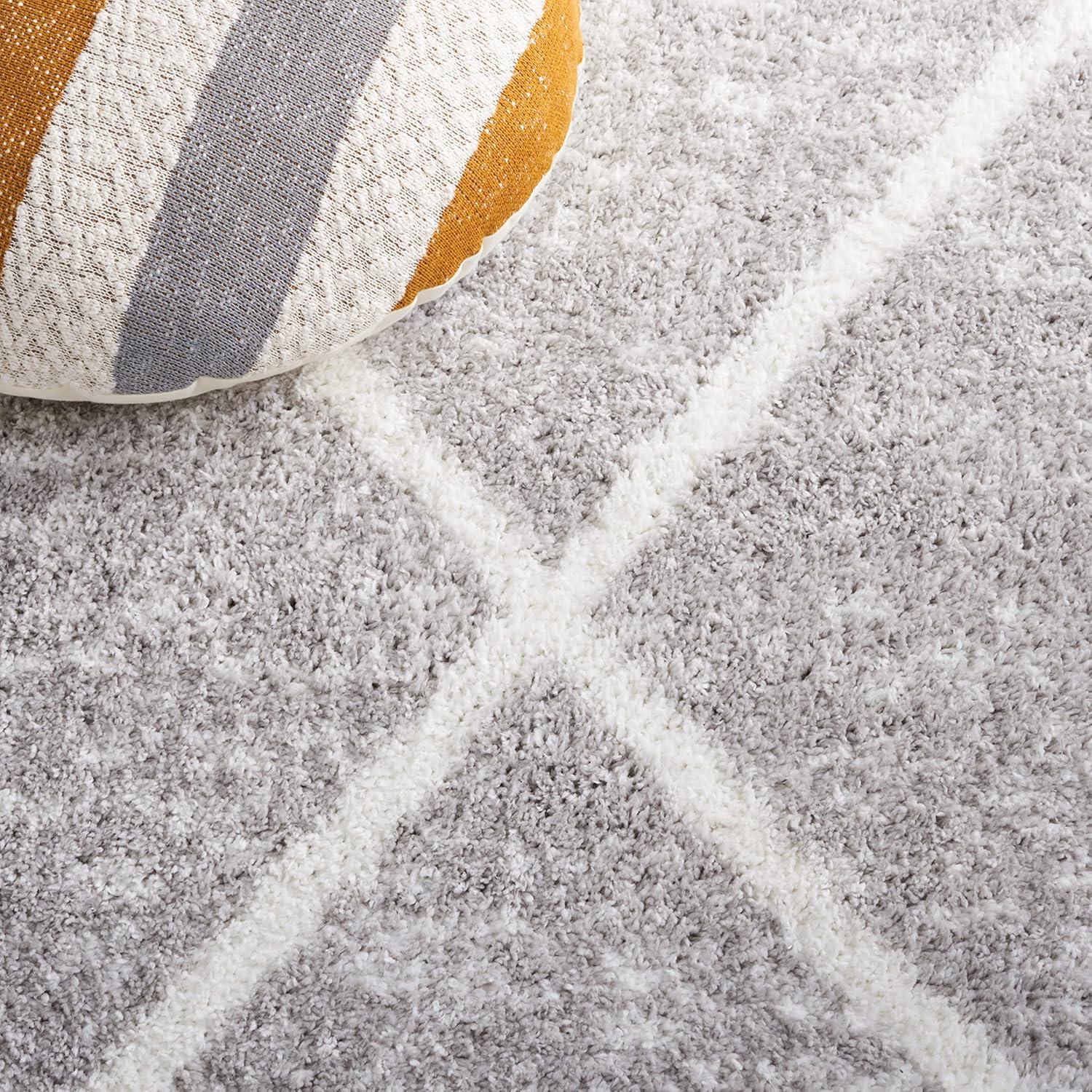 image:imageSAFAVIEH Area Rug 8x10 Berber Shag Collection Large Ivory amp Grey Moroccan Design NonShedding amp Easy Cleaning Plush Thick Pile Ideal for Living Room Bedroom Dining Space BER574GIvoryGrey