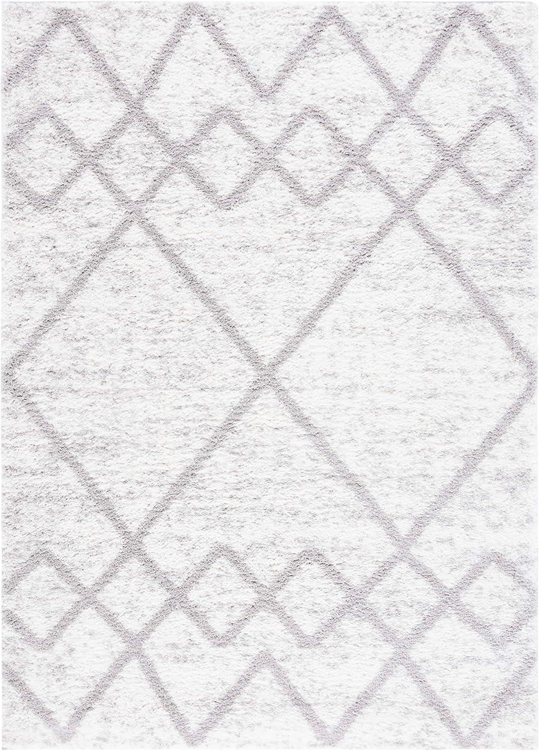 image:imageSAFAVIEH Area Rug 8x10 Berber Shag Collection Large Ivory amp Grey Moroccan Design NonShedding amp Easy Cleaning Plush Thick Pile Ideal for Living Room Bedroom Dining Space BER574GGreyIvory