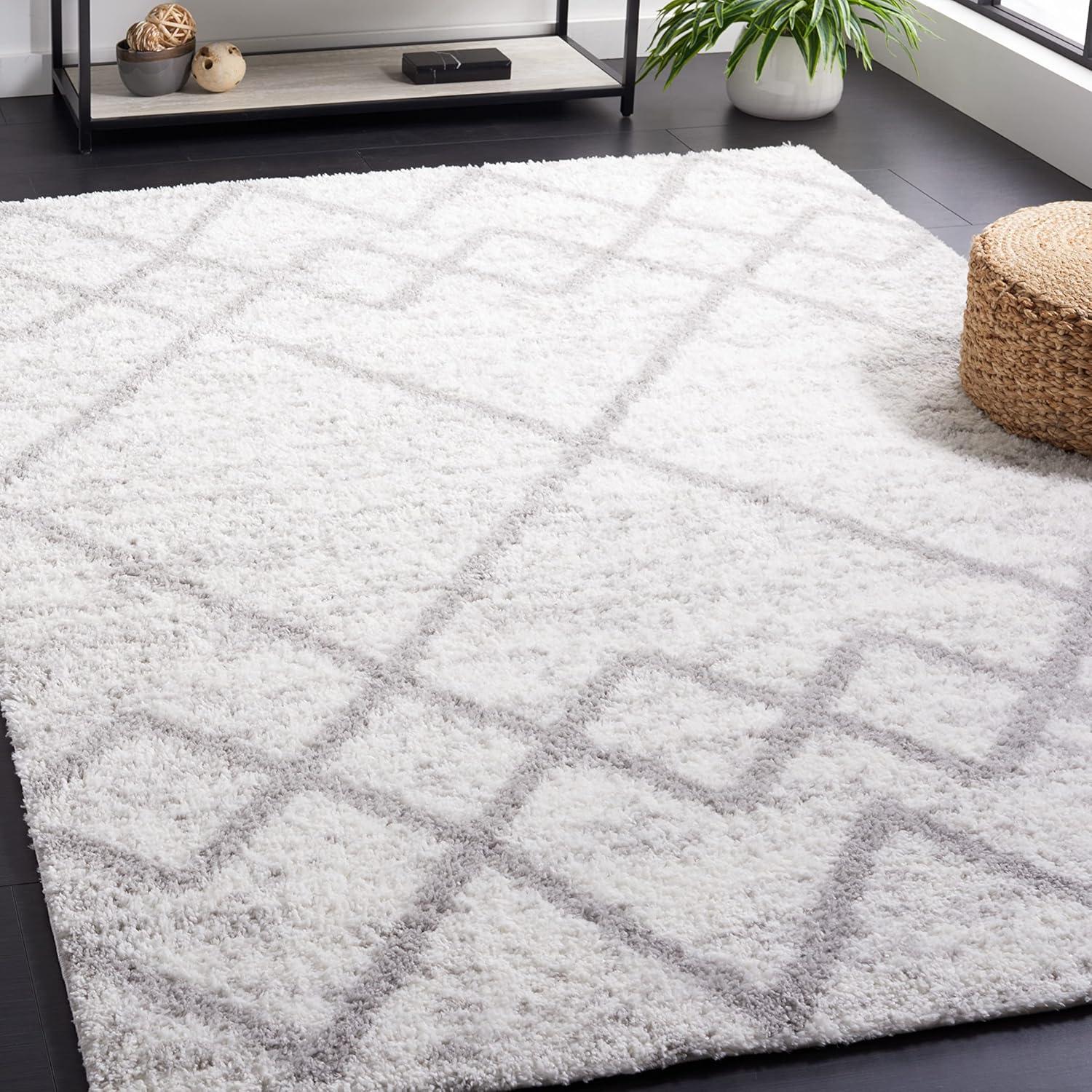 image:imageSAFAVIEH Area Rug 8x10 Berber Shag Collection Large Ivory amp Grey Moroccan Design NonShedding amp Easy Cleaning Plush Thick Pile Ideal for Living Room Bedroom Dining Space BER574GGreyIvory