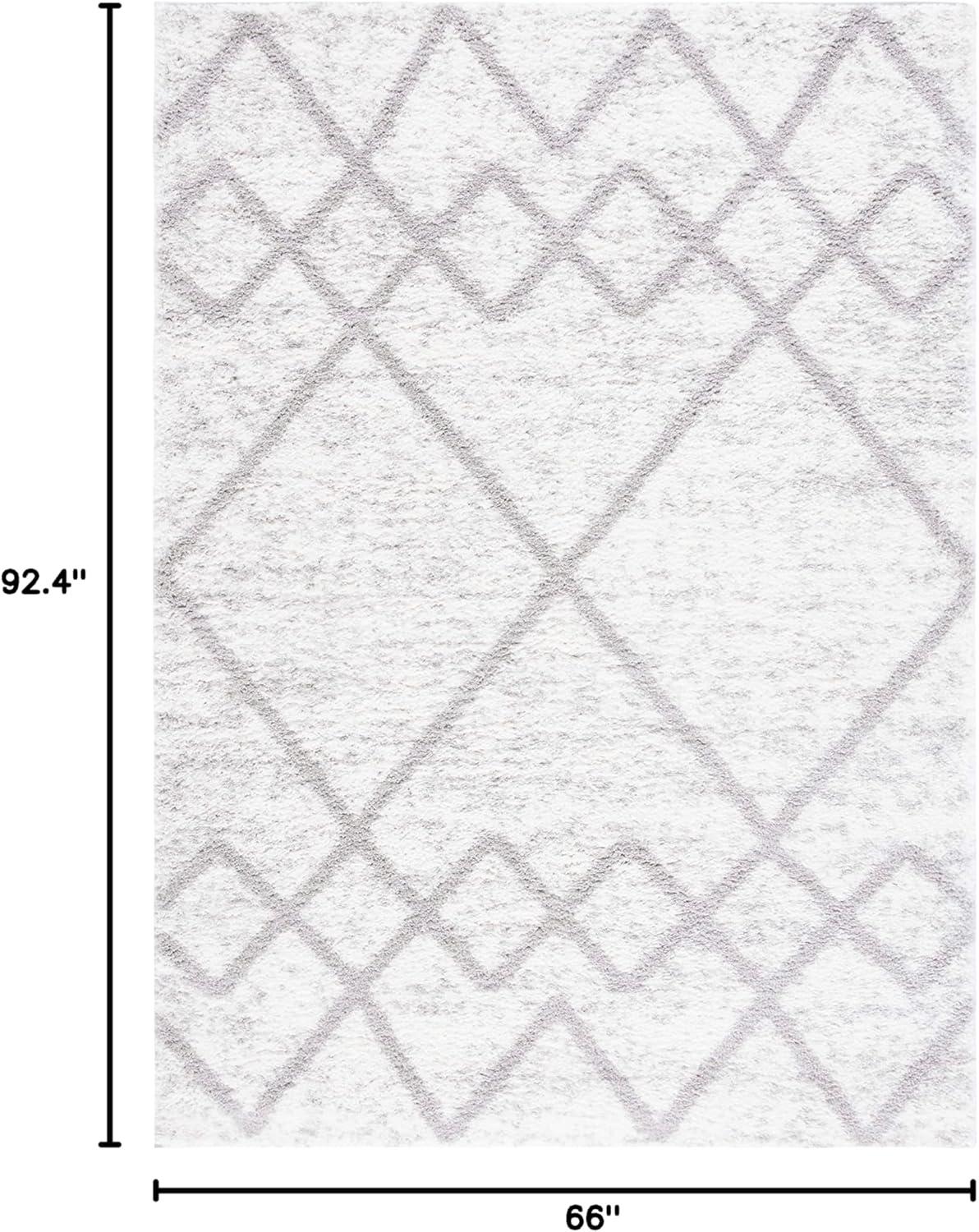 image:imageSAFAVIEH Area Rug 8x10 Berber Shag Collection Large Ivory amp Grey Moroccan Design NonShedding amp Easy Cleaning Plush Thick Pile Ideal for Living Room Bedroom Dining Space BER574GGreyIvory