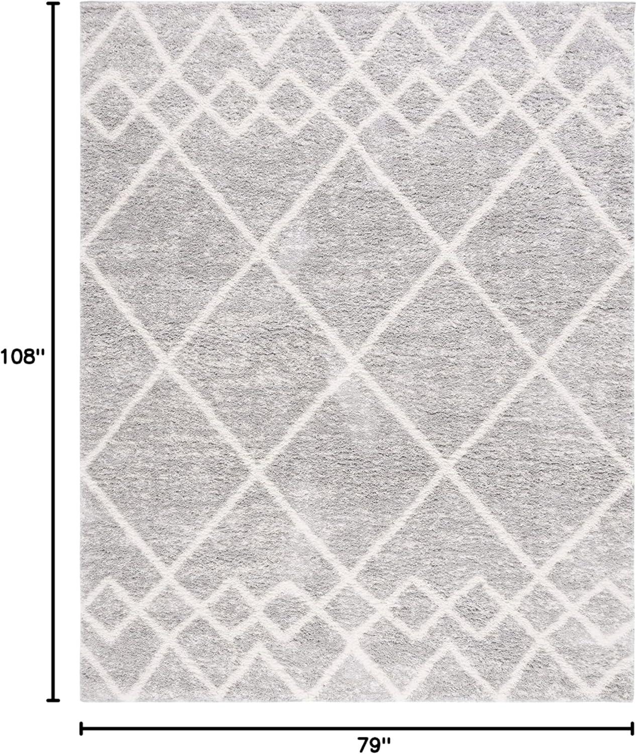 image:imageSAFAVIEH Area Rug 8x10 Berber Shag Collection Large Ivory amp Grey Moroccan Design NonShedding amp Easy Cleaning Plush Thick Pile Ideal for Living Room Bedroom Dining Space BER574GIvoryGrey