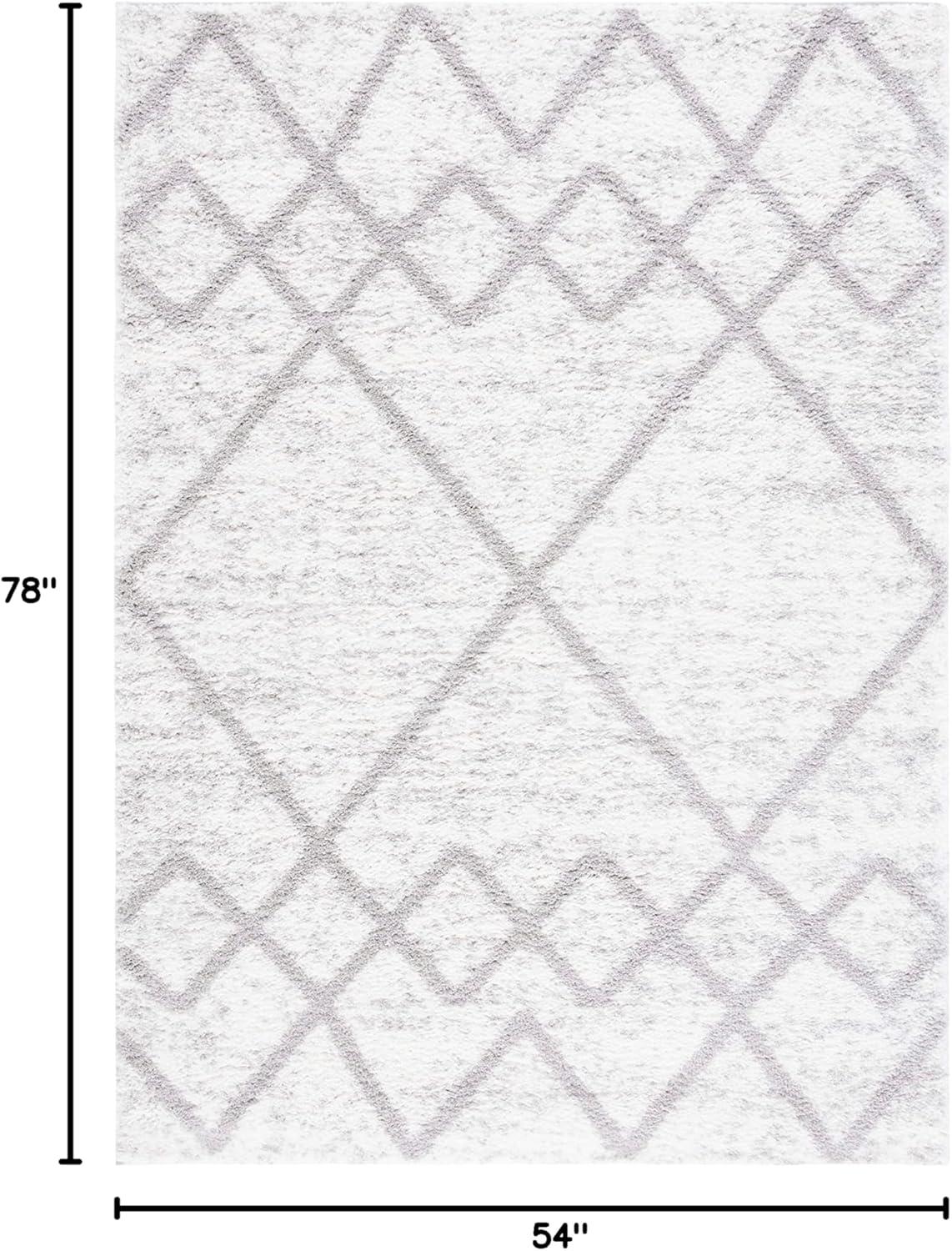image:imageSAFAVIEH Area Rug 8x10 Berber Shag Collection Large Ivory amp Grey Moroccan Design NonShedding amp Easy Cleaning Plush Thick Pile Ideal for Living Room Bedroom Dining Space BER574GGreyIvory