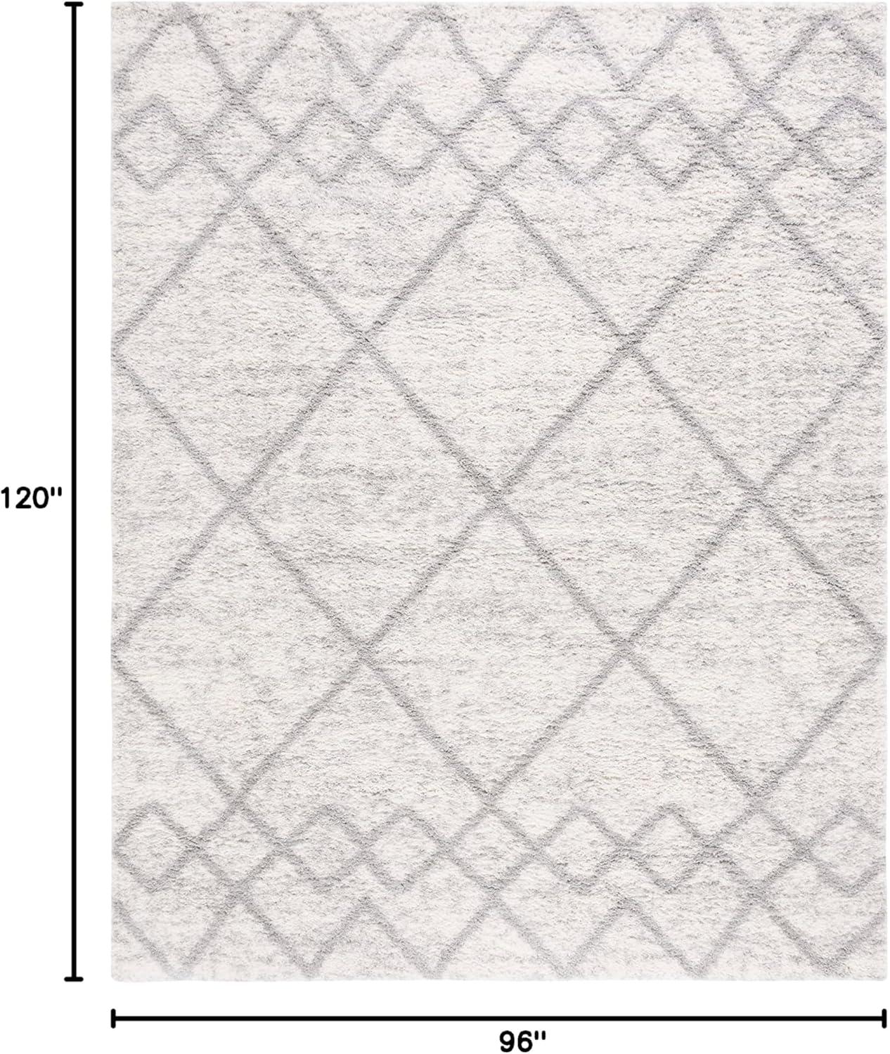 image:imageSAFAVIEH Area Rug 8x10 Berber Shag Collection Large Ivory amp Grey Moroccan Design NonShedding amp Easy Cleaning Plush Thick Pile Ideal for Living Room Bedroom Dining Space BER574GGreyIvory