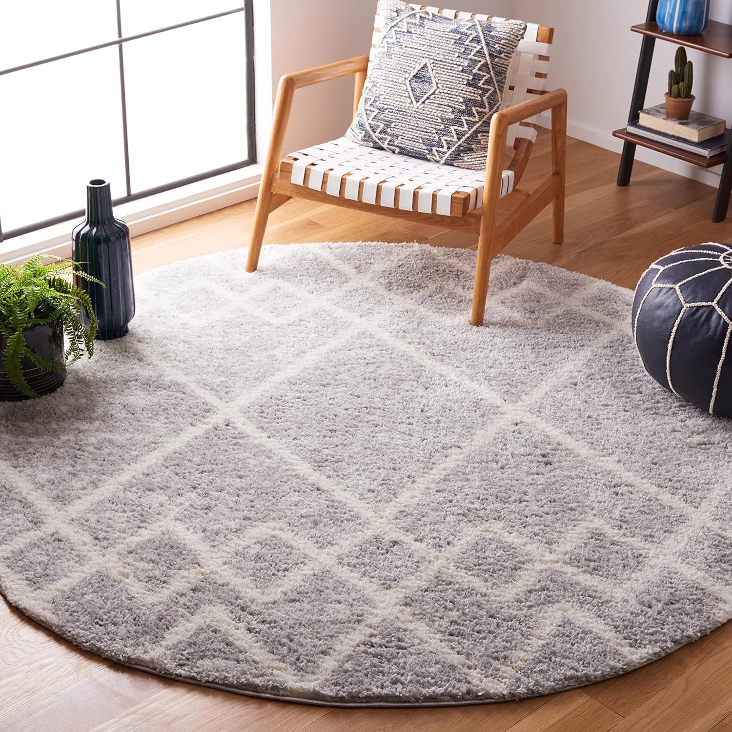 image:imageSAFAVIEH Area Rug 8x10 Berber Shag Collection Large Ivory amp Grey Moroccan Design NonShedding amp Easy Cleaning Plush Thick Pile Ideal for Living Room Bedroom Dining Space BER574GIvoryGrey