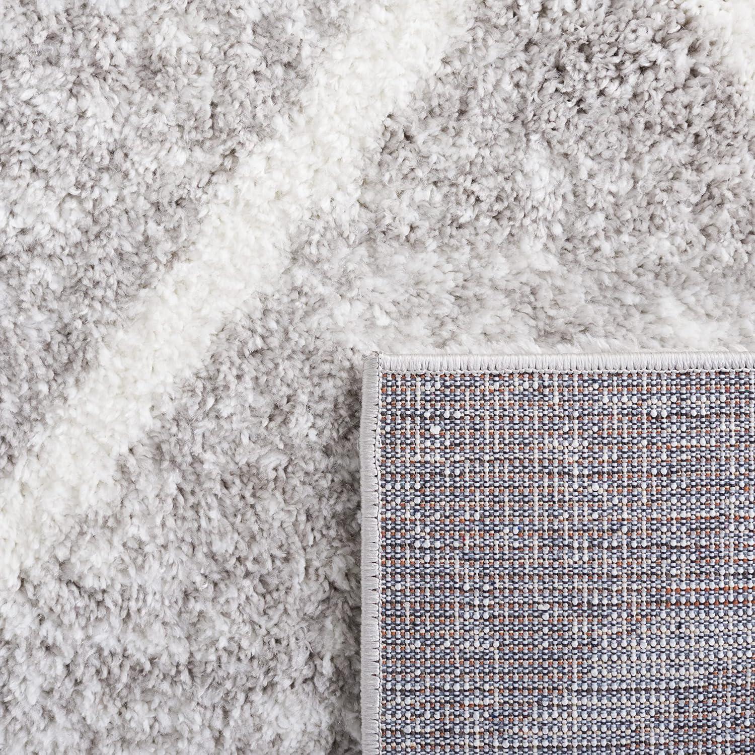 image:imageSAFAVIEH Area Rug 8x10 Berber Shag Collection Large Ivory amp Grey Moroccan Design NonShedding amp Easy Cleaning Plush Thick Pile Ideal for Living Room Bedroom Dining Space BER574GIvoryGrey