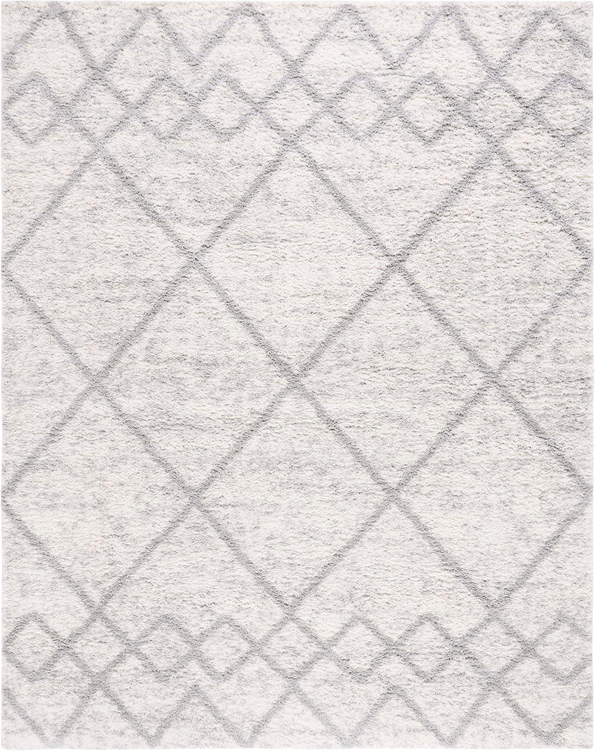 image:imageSAFAVIEH Area Rug 8x10 Berber Shag Collection Large Ivory amp Grey Moroccan Design NonShedding amp Easy Cleaning Plush Thick Pile Ideal for Living Room Bedroom Dining Space BER574GGreyIvory