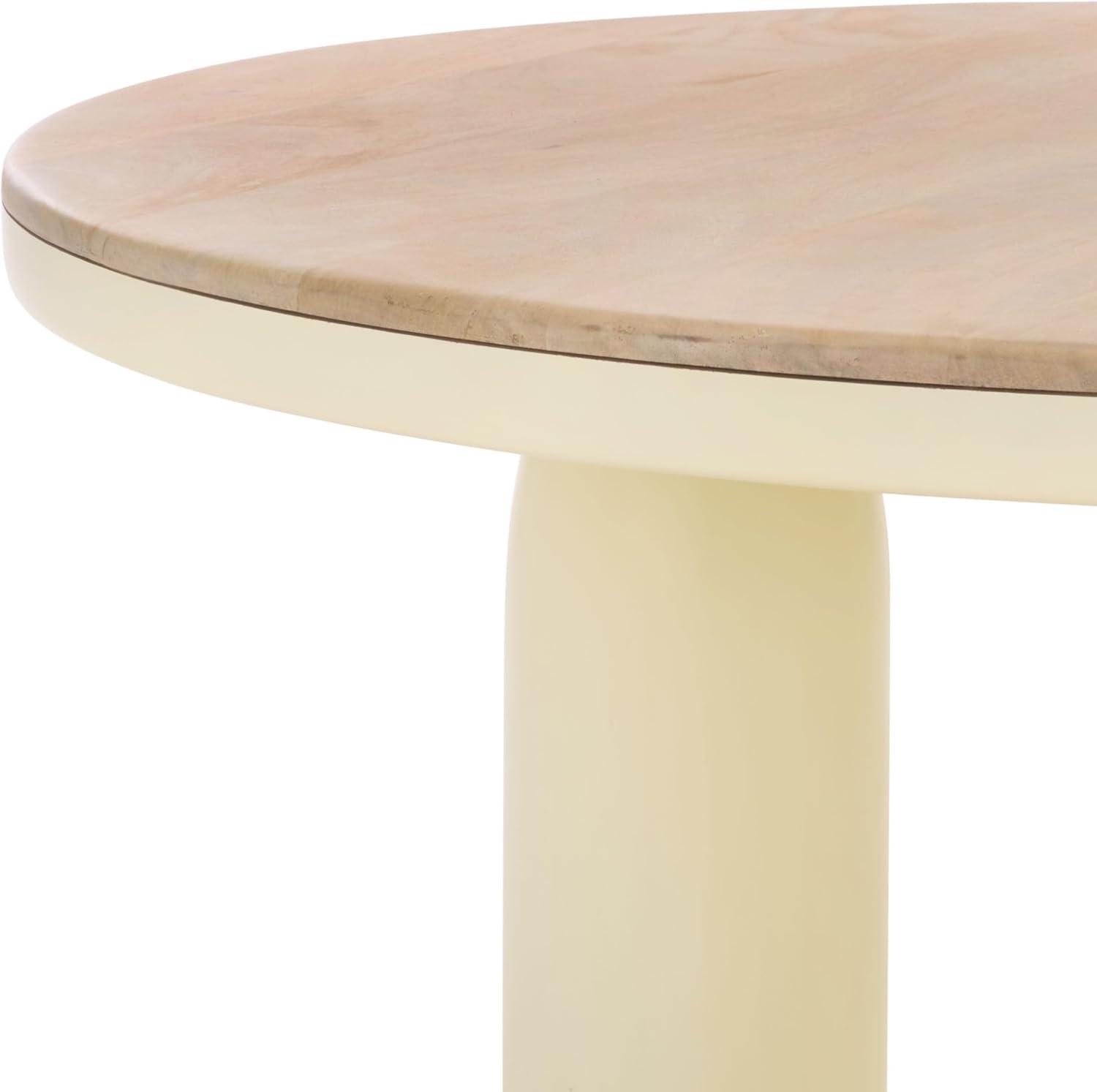 image:imageSAFAVIEH Couture Collection Veronica Scandinavian Natural amp White Lacquer 3Leg Round Coffee Table SFV5786ANaturalWhite