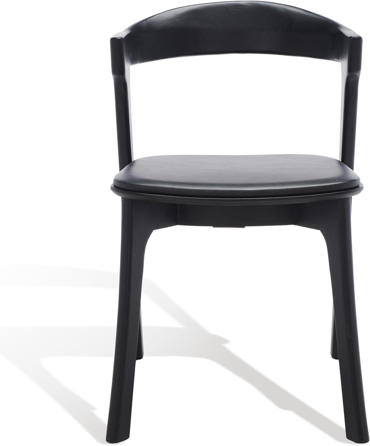 image:imageSAFAVIEH Couture Collection Brylie Rustic Black Leather Chair Set of 2Black