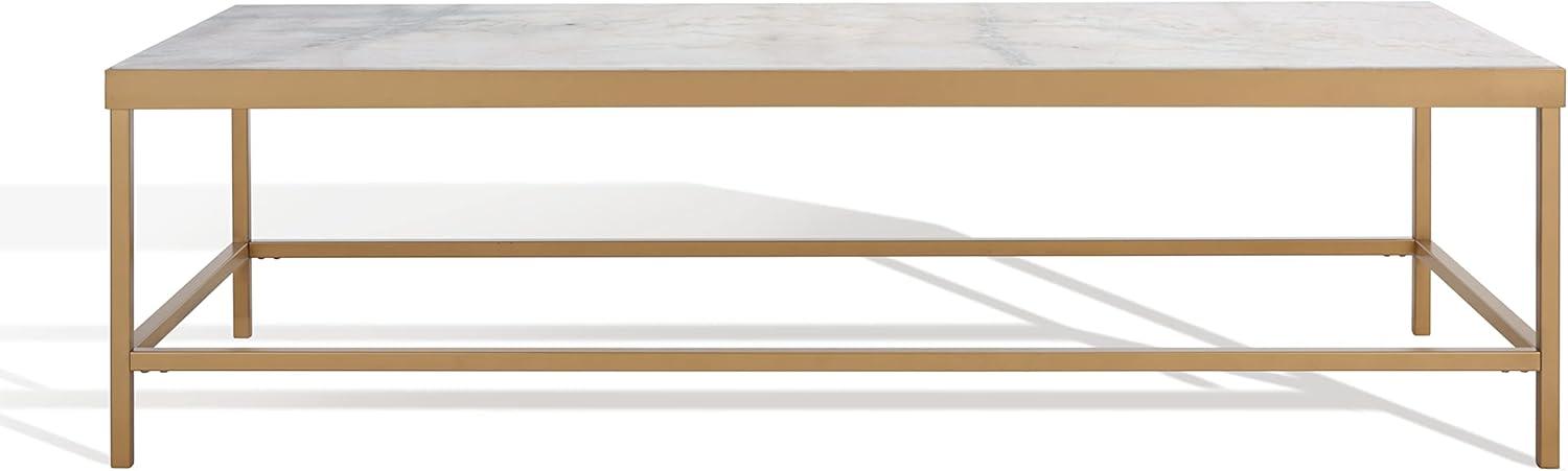 image:imageSAFAVIEH Couture Collection Caralyn White MarbleBrass Rectangular Coffee Table