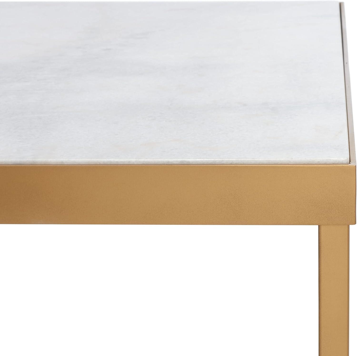 image:imageSAFAVIEH Couture Collection Caralyn White MarbleBrass Rectangular Coffee Table