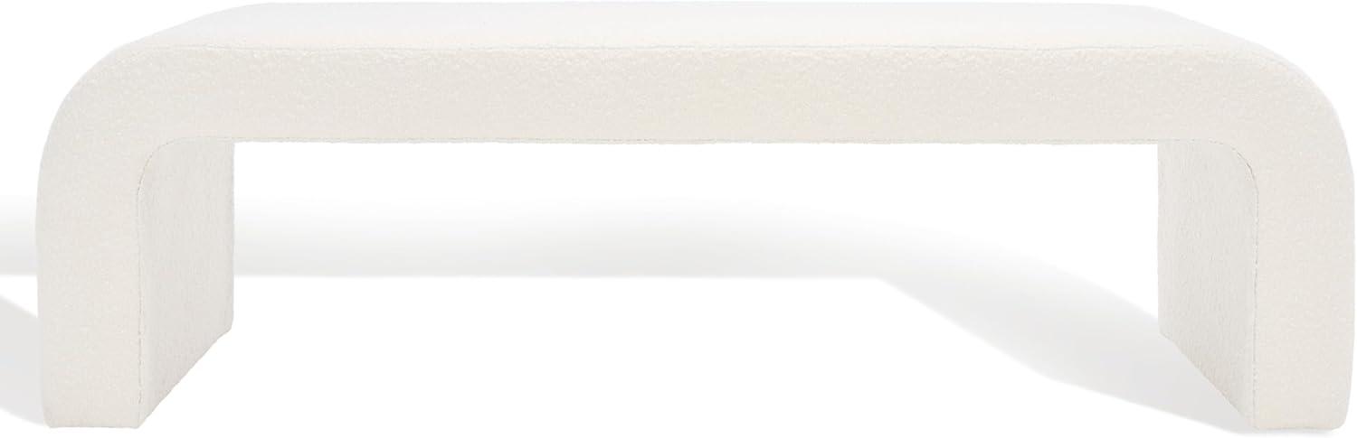 image:imageSAFAVIEH Couture Collection Caralynn MidCentury Modern Ivory Boucle Bench Fully Assembled
