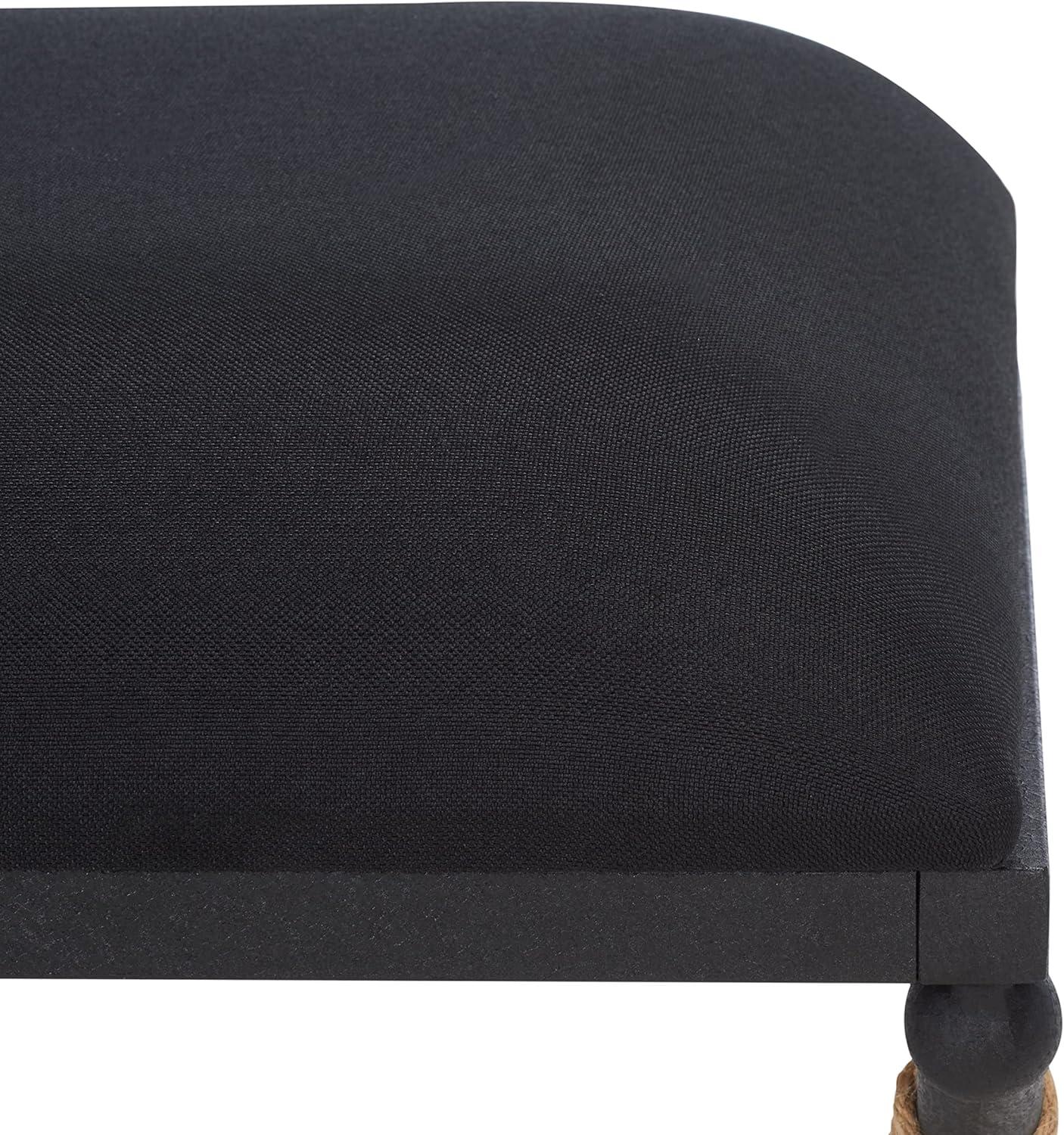 image:imageSAFAVIEH Couture Collection Carmelo Coastal Black Linen Hemp Wrapped BenchBlack