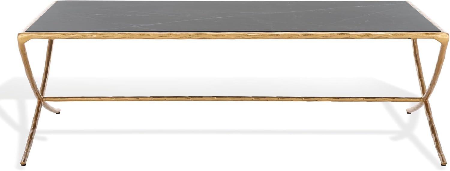 image:imageSAFAVIEH Couture Collection Debbie Brass Metal Rectangle Coffee Table Fully AssembledBrassBlack