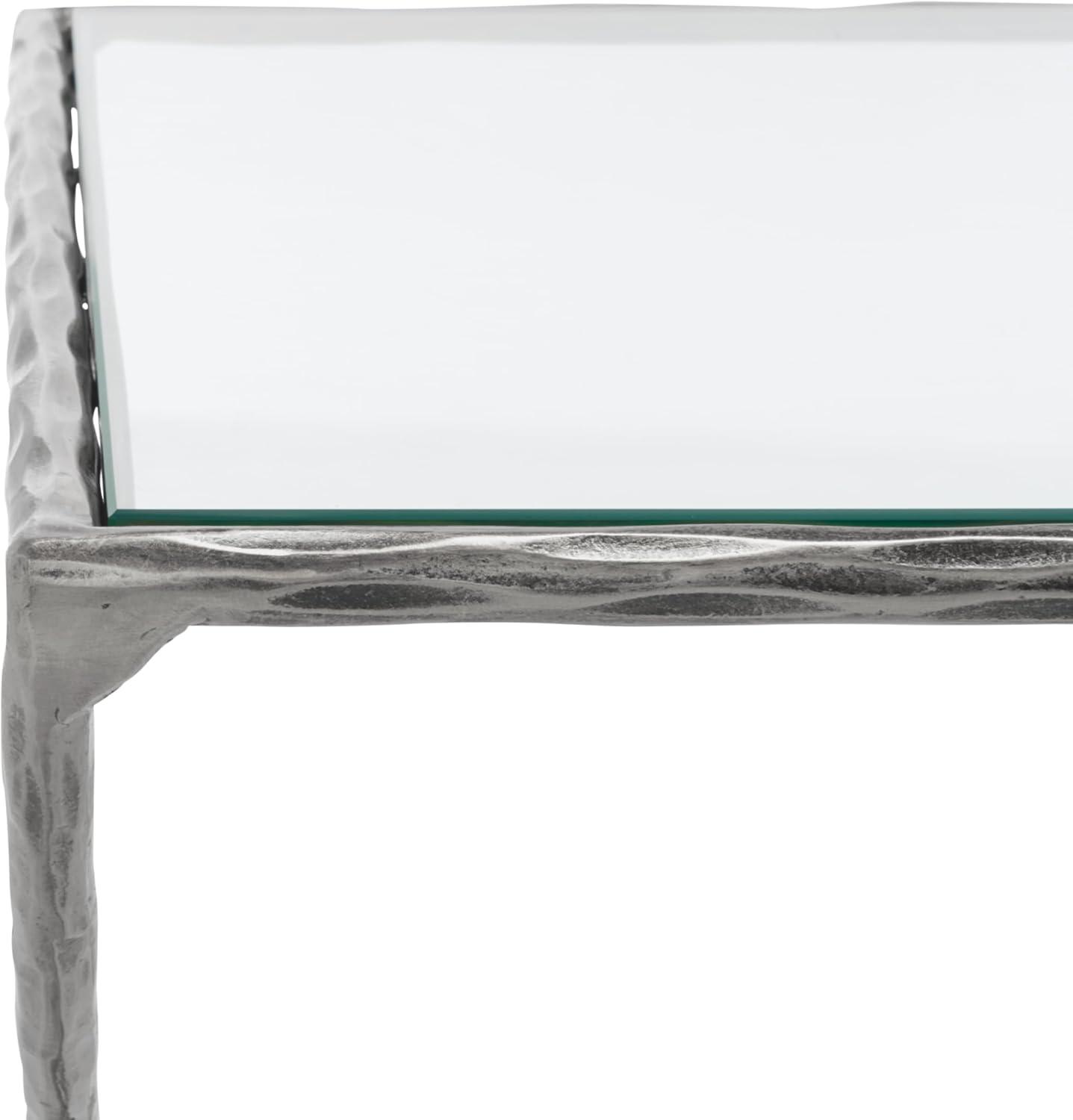 image:imageSAFAVIEH Couture Collection Debbie Brass Metal Rectangle Coffee Table Fully AssembledSilver
