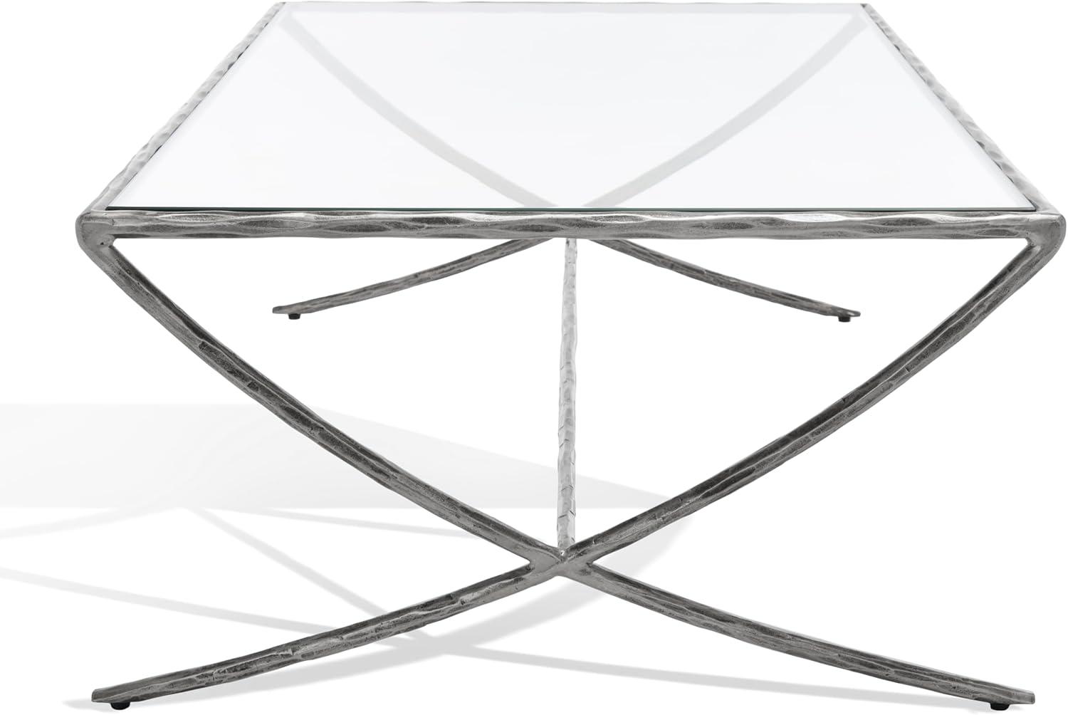 image:imageSAFAVIEH Couture Collection Debbie Brass Metal Rectangle Coffee Table Fully AssembledSilver