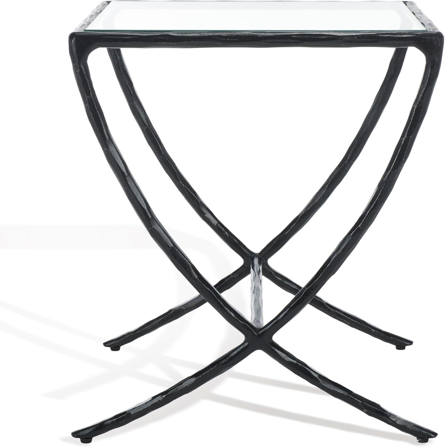 image:imageSAFAVIEH Couture Collection Debbie Silver Square Metal Accent Table Fully AssembledBlack