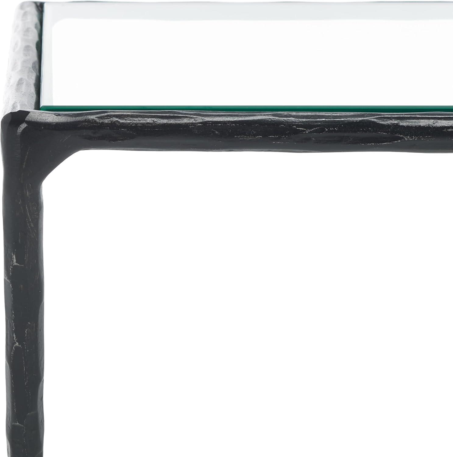 image:imageSAFAVIEH Couture Collection Debbie Silver Square Metal Accent Table Fully AssembledBlack