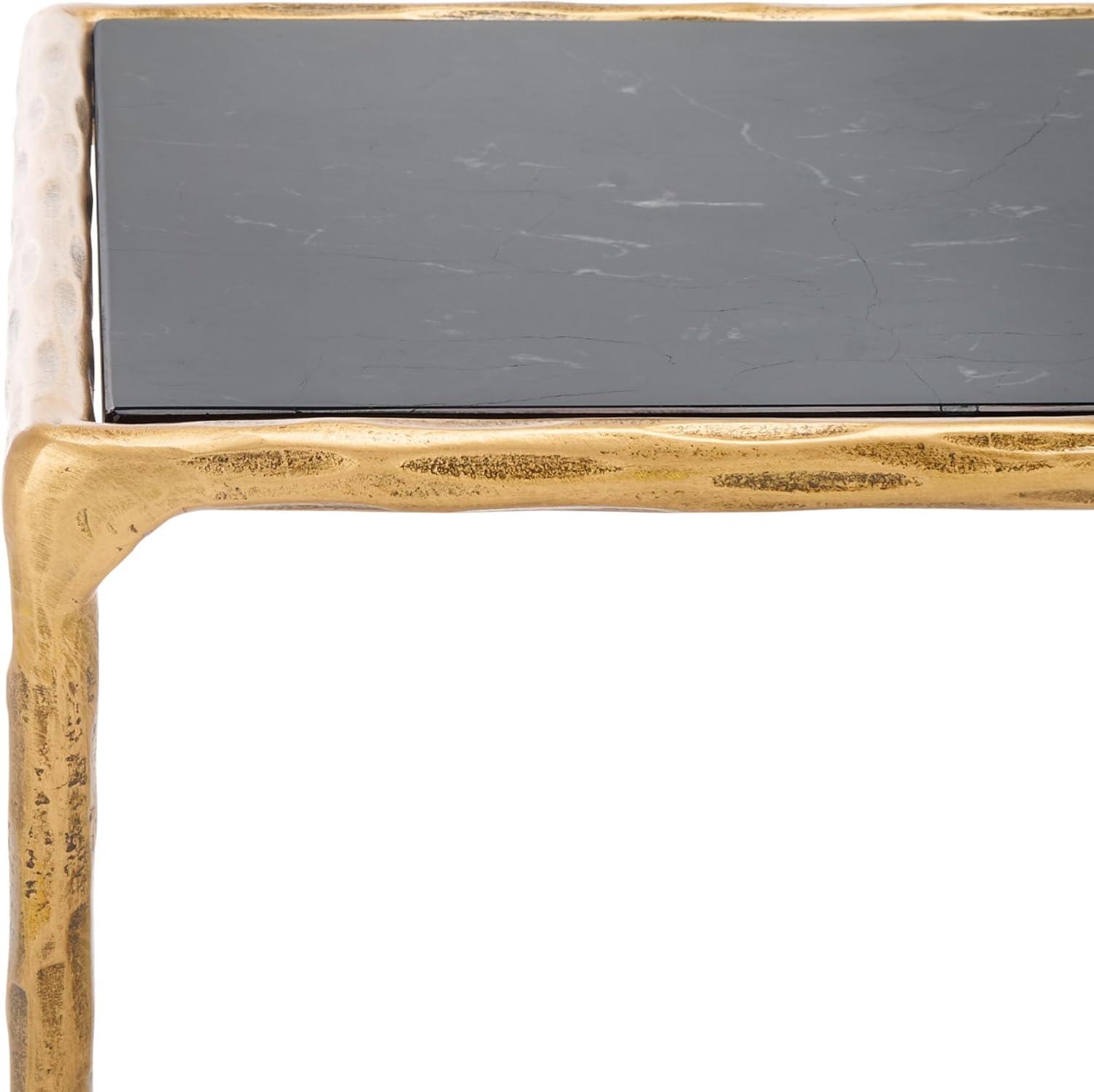image:imageSAFAVIEH Couture Collection Debbie Silver Square Metal Accent Table Fully AssembledBrassBlack