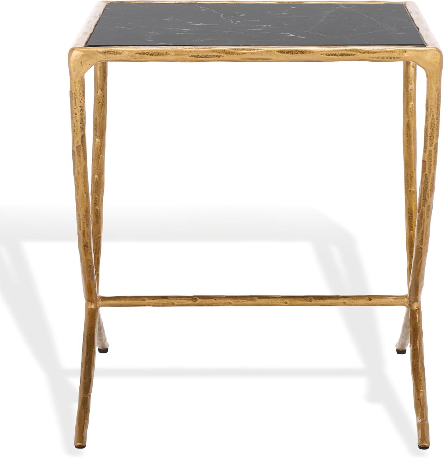 image:imageSAFAVIEH Couture Collection Debbie Silver Square Metal Accent Table Fully AssembledBrassBlack