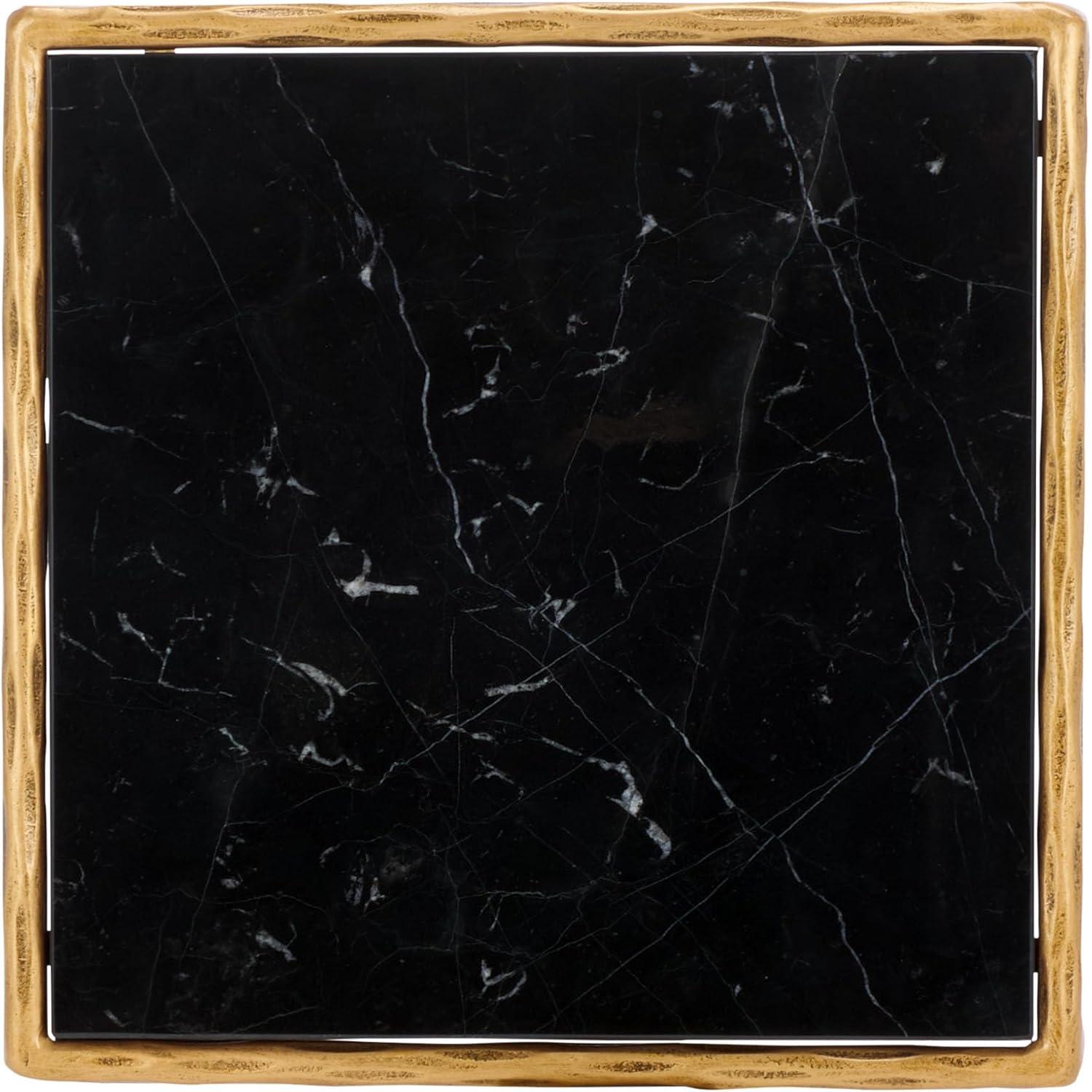 image:imageSAFAVIEH Couture Collection Debbie Silver Square Metal Accent Table Fully AssembledBrassBlack