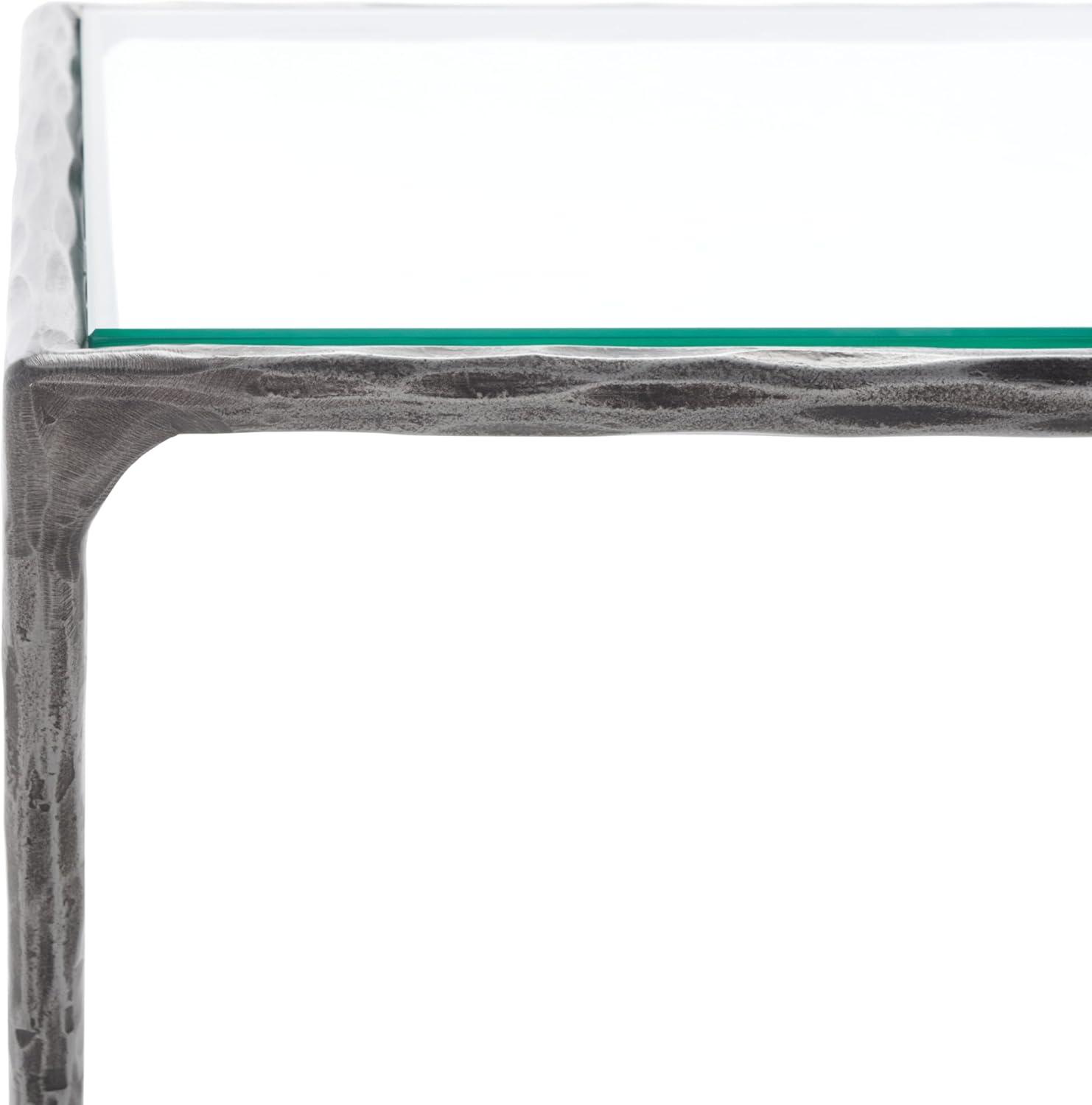 image:imageSAFAVIEH Couture Collection Debbie Silver Square Metal Accent Table Fully AssembledSilver