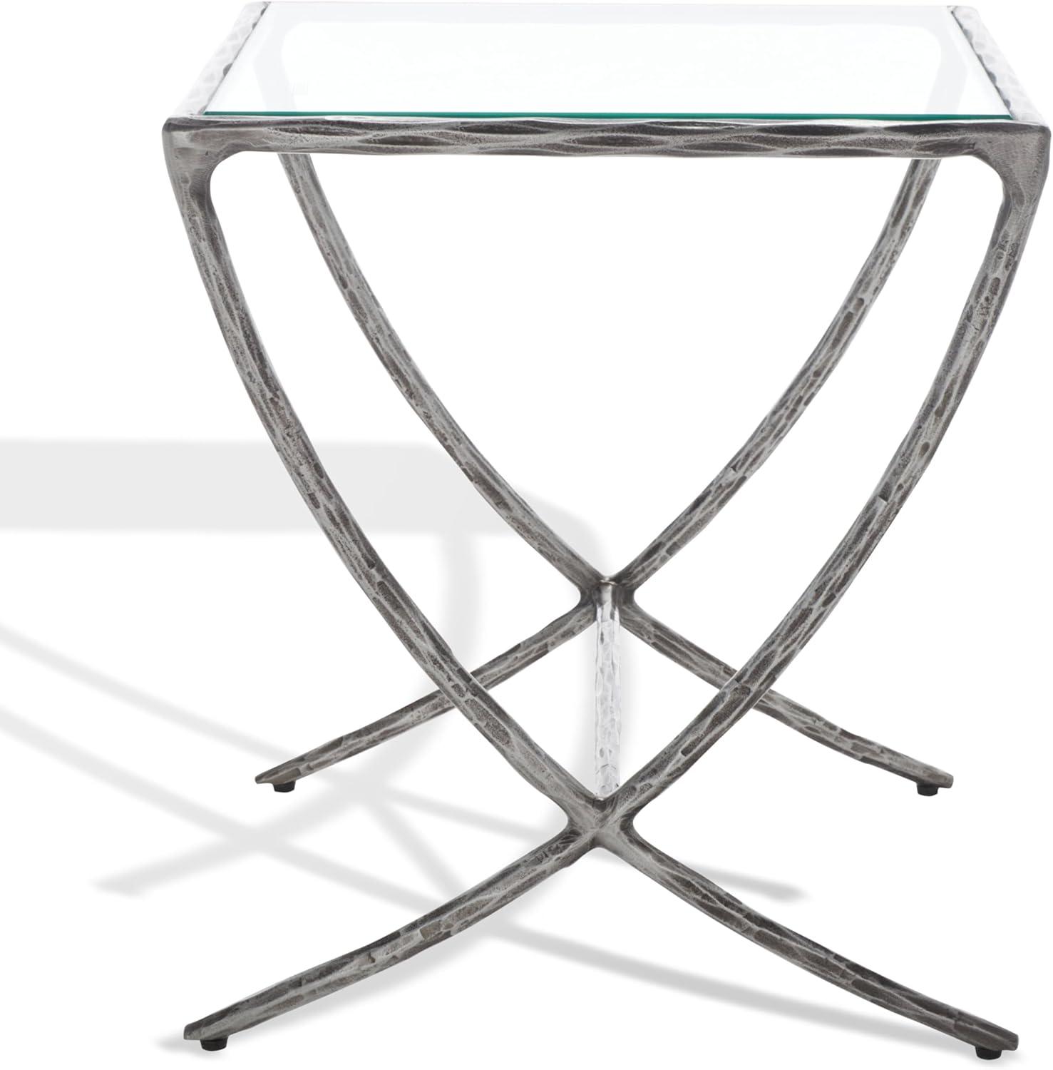 image:imageSAFAVIEH Couture Collection Debbie Silver Square Metal Accent Table Fully AssembledSilver